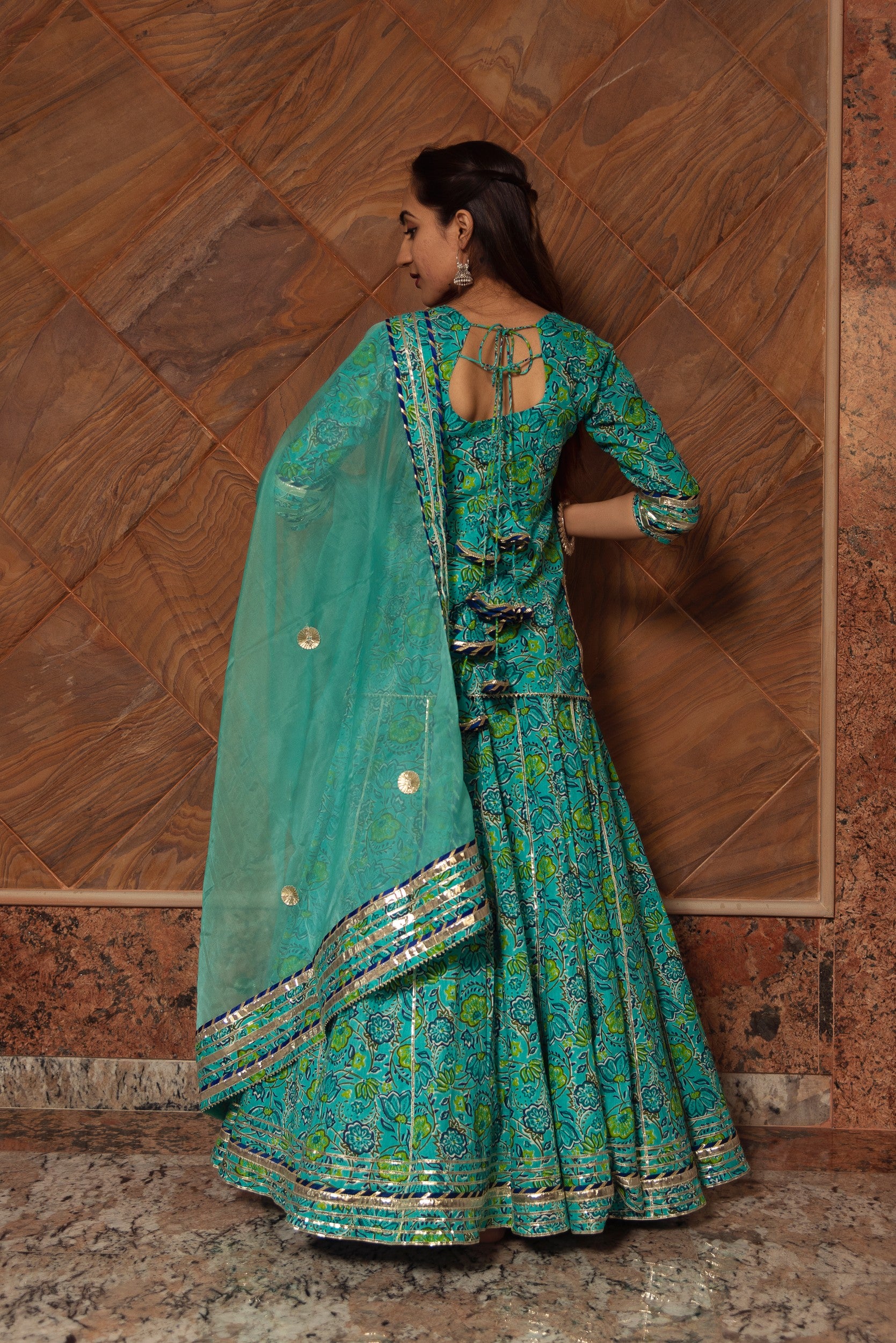 KALAKRITI COTTON HAND BLOCK SKIRT SET