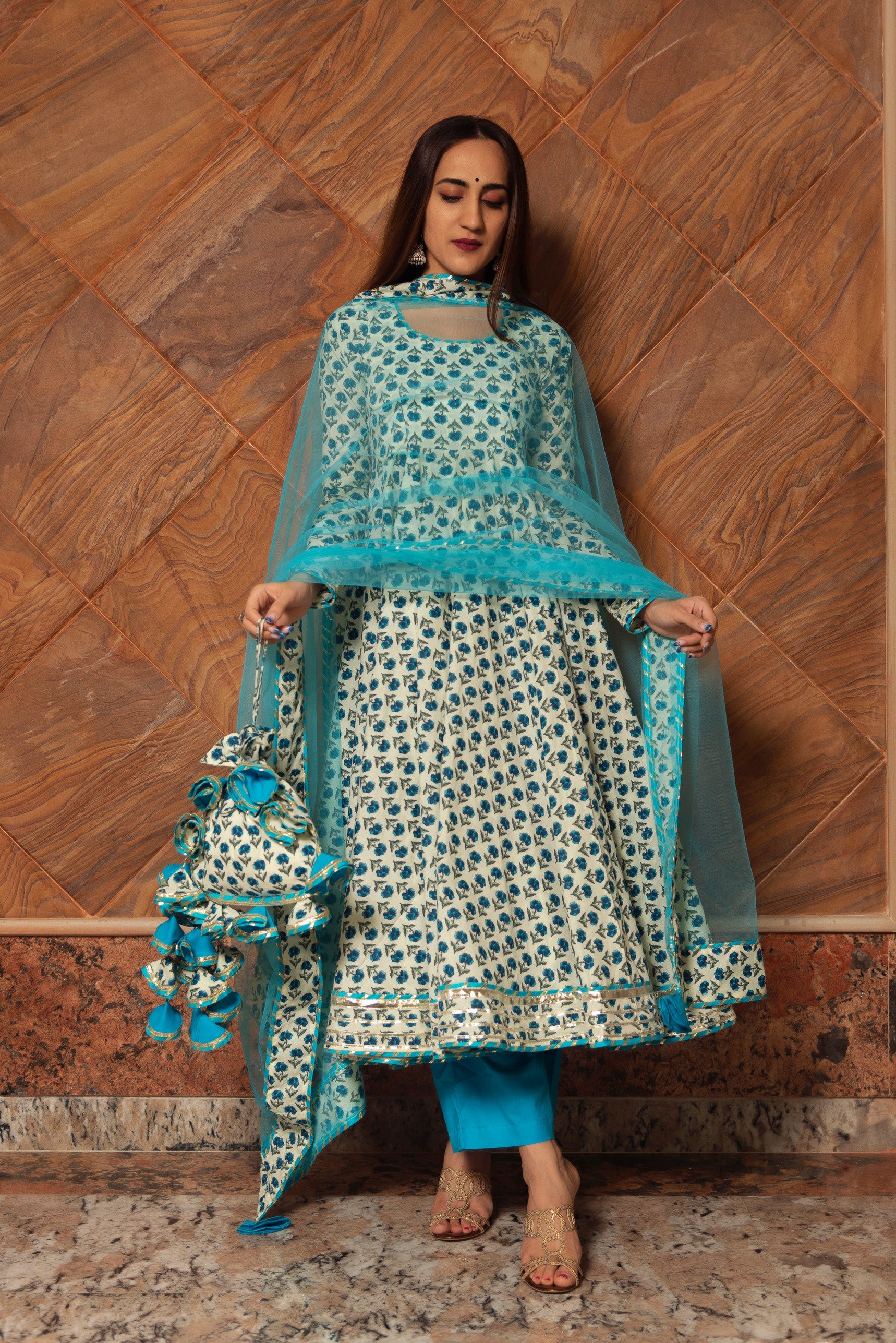 ANOKHI COTTON HAND BLOCK PRINT ANARKALI SET