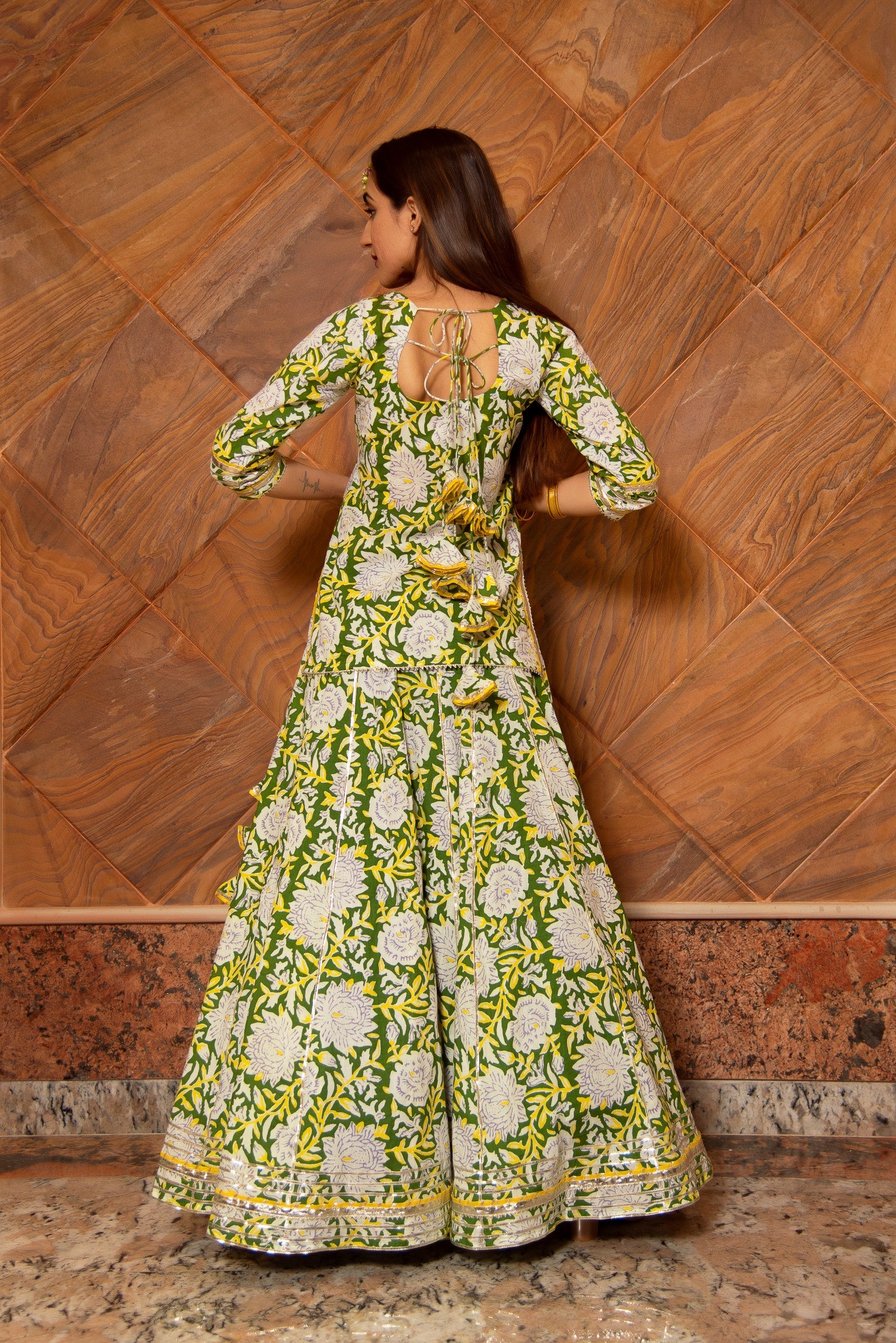 KAVYA COTTON HAND BLOCK SKIRT SET