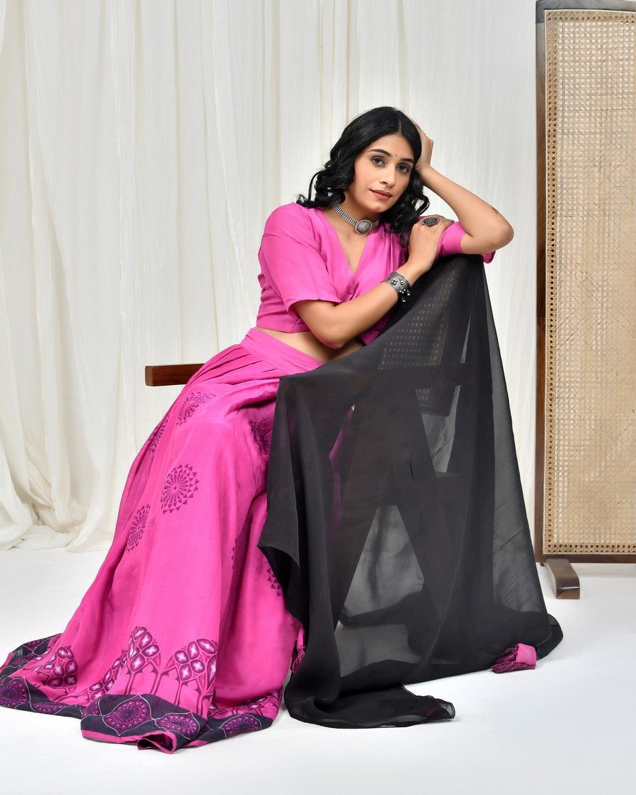 Stunning pink colour digitally printed lehenga and blouse, paired with dupatta