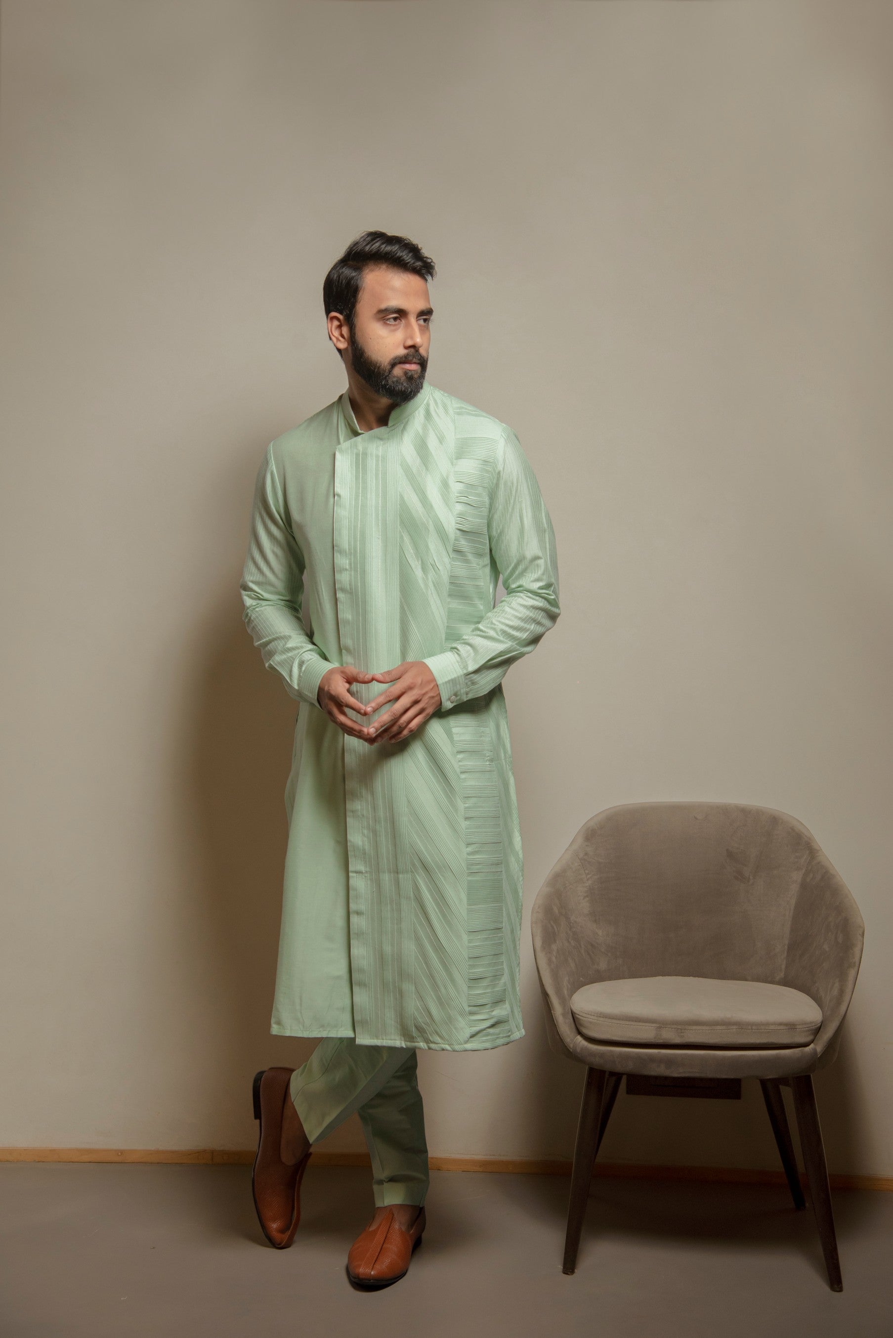 Aqua Asymmetric Kurta Set