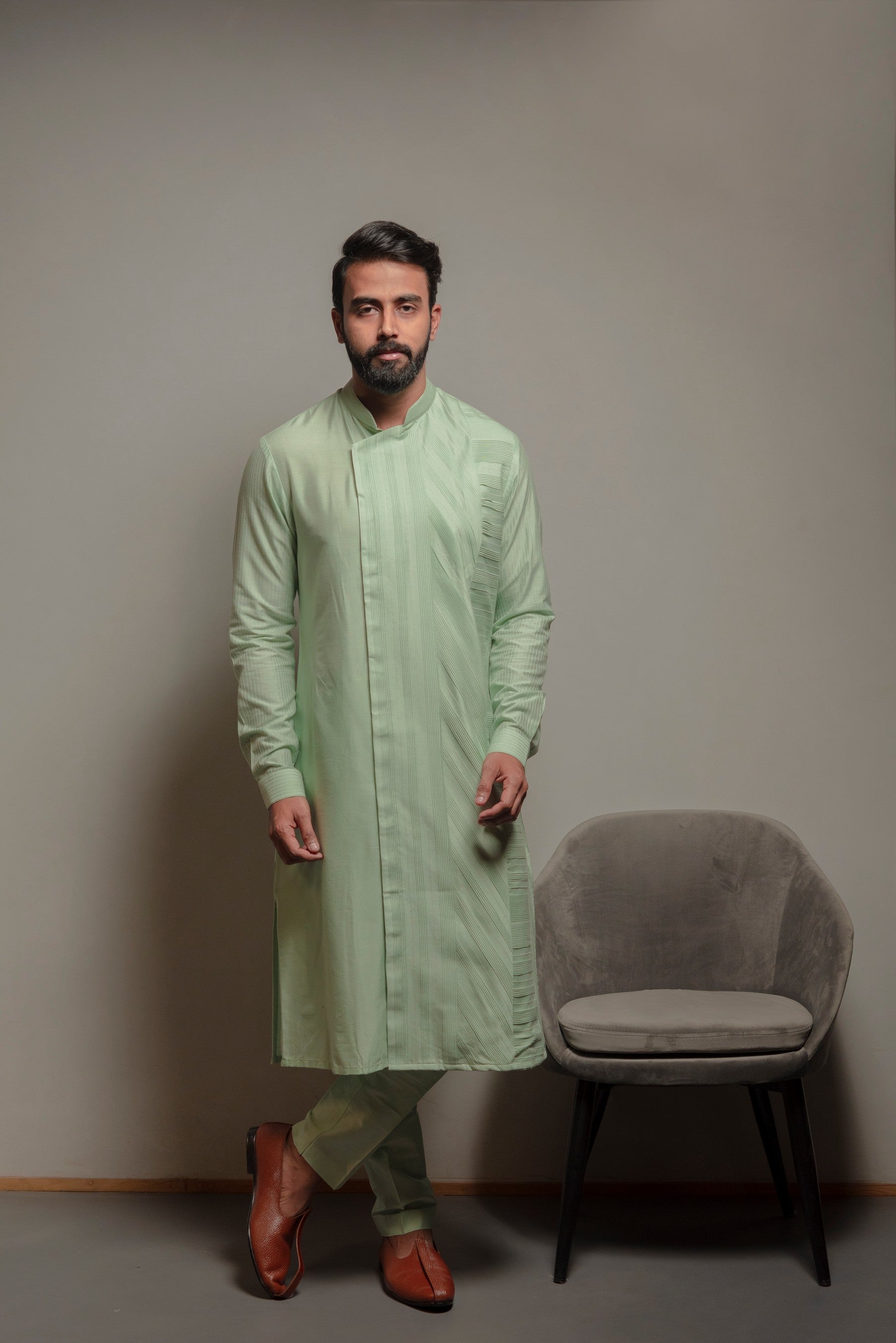 Aqua Asymmetric Kurta Set