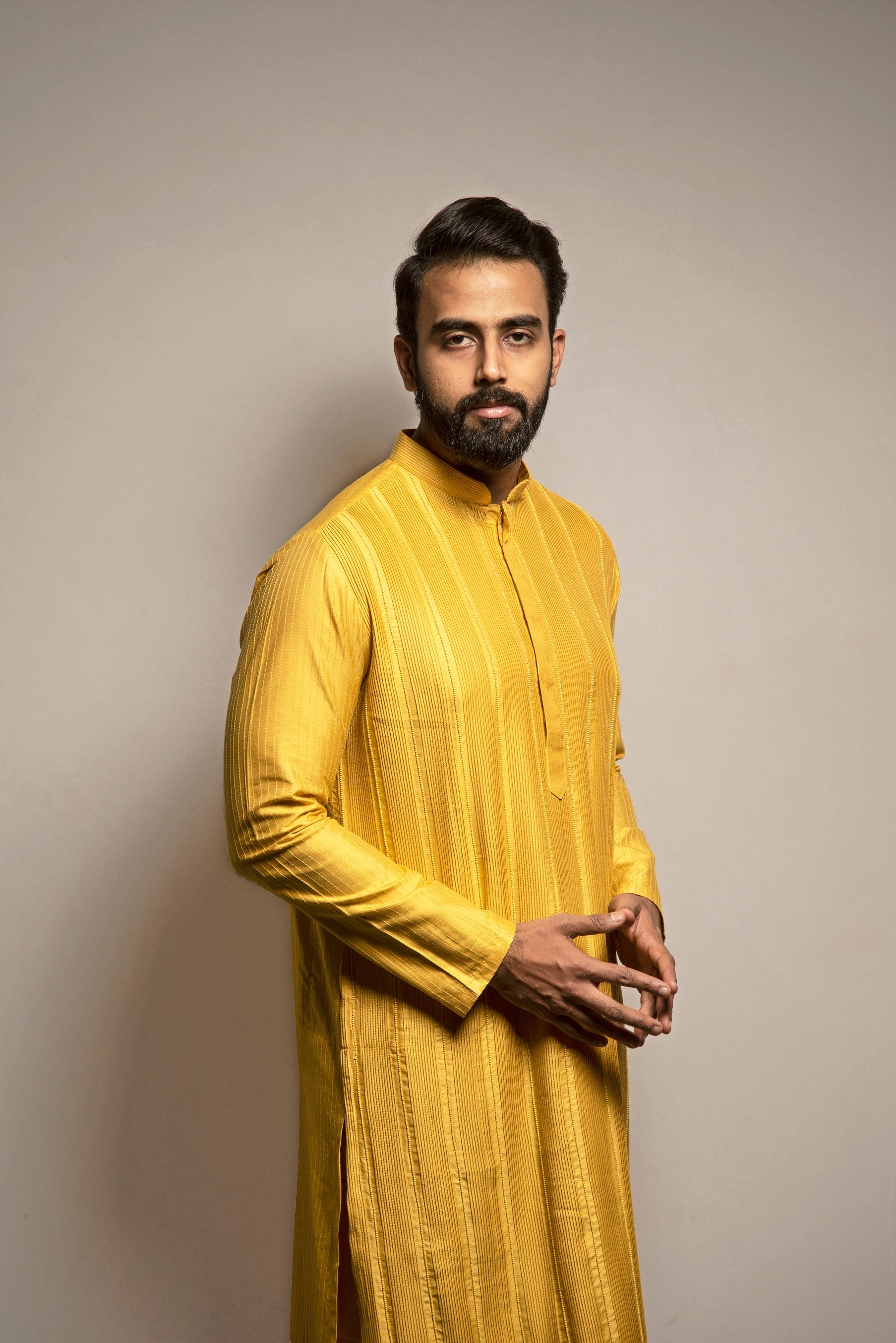 Mustard Pintuck Kurta Set