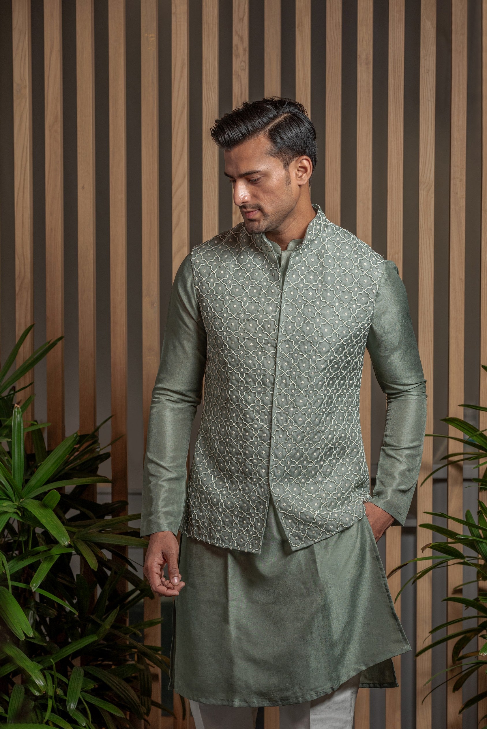 Organza Embroidered Jacket with Kurta set