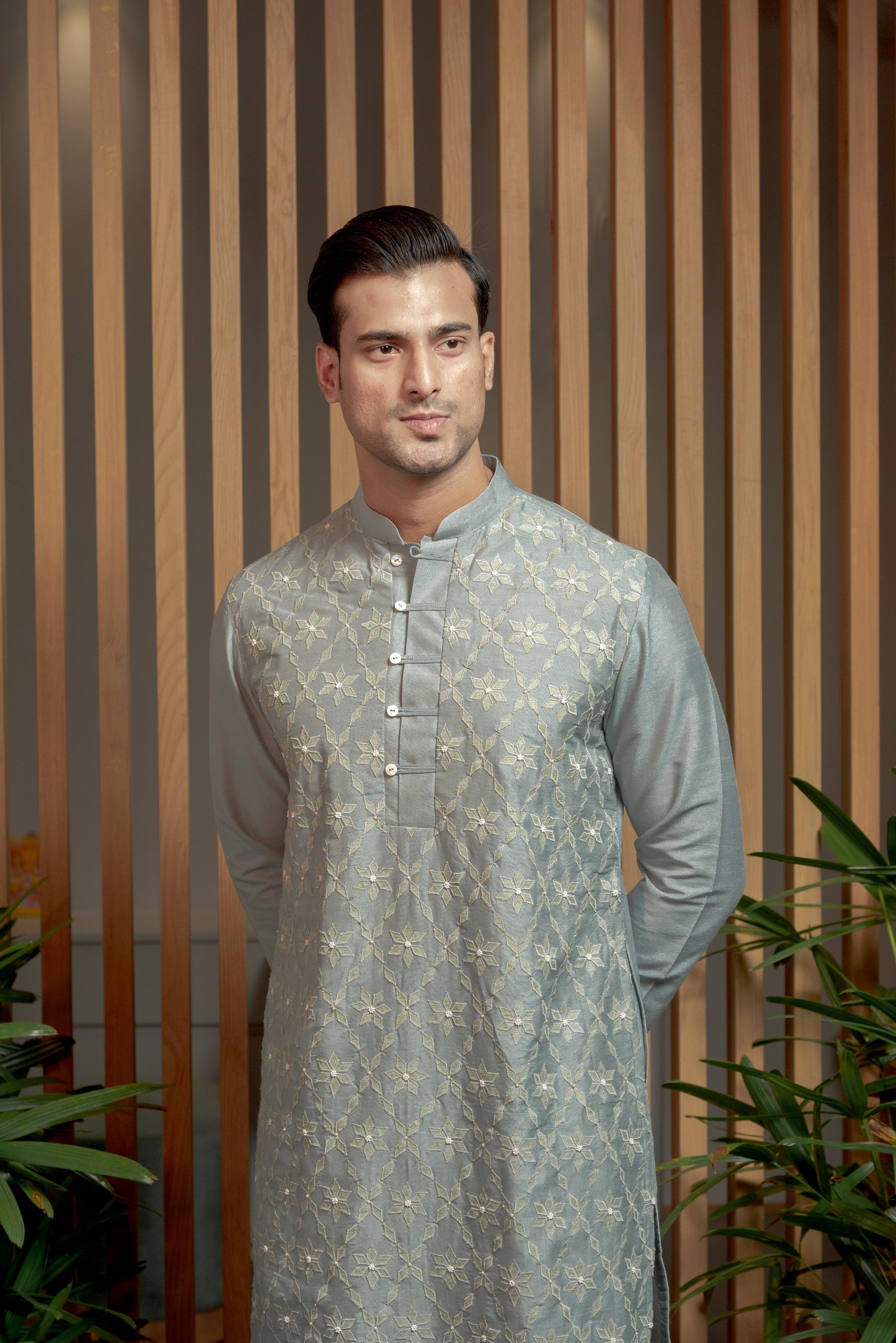 Frost Blue Applique Kurta set