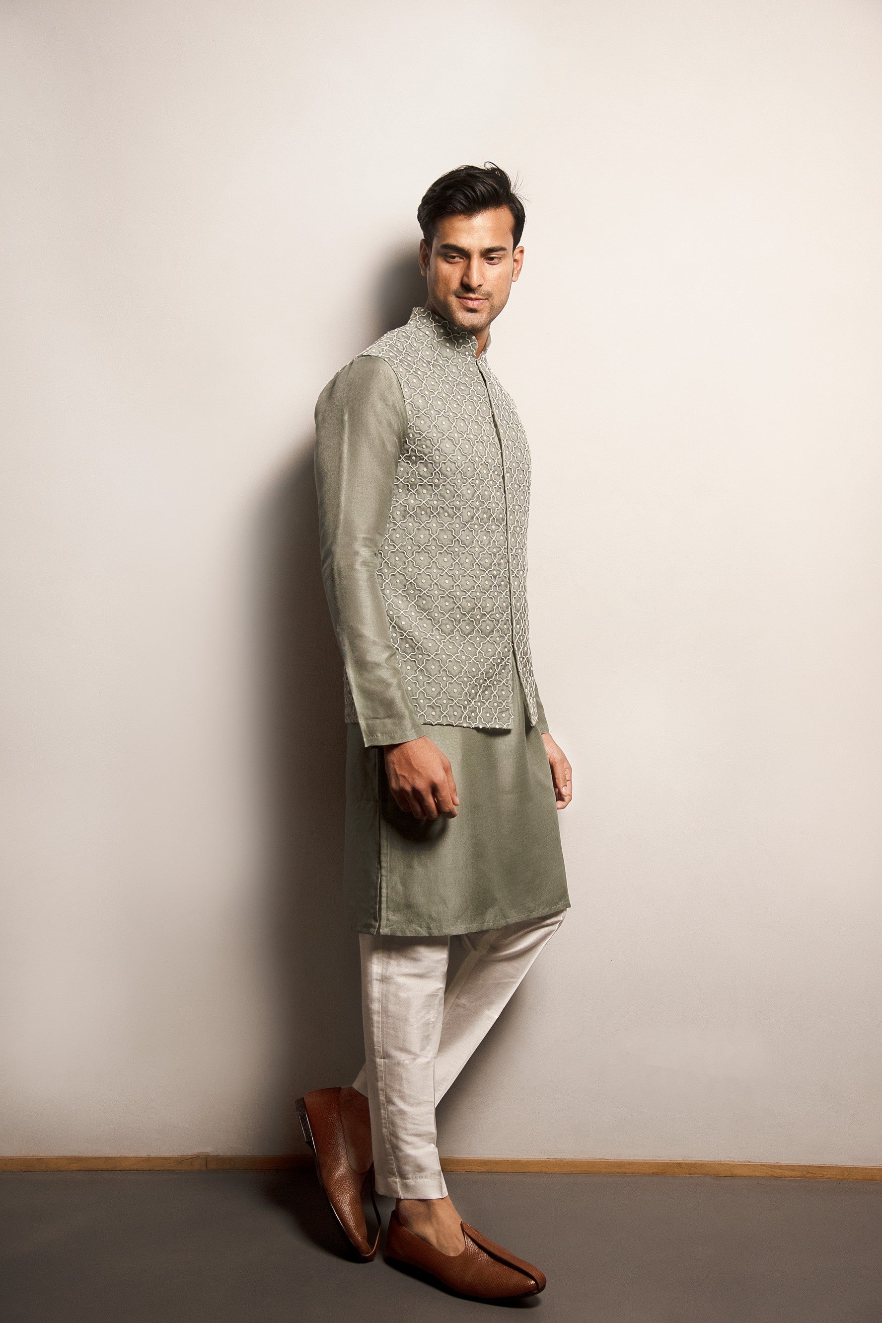 Organza Embroidered Jacket with Kurta set