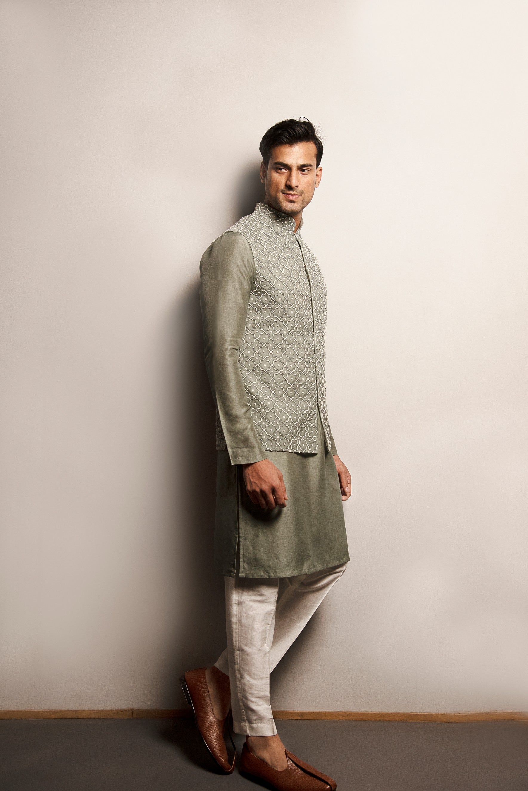 Organza Embroidered Jacket with Kurta set