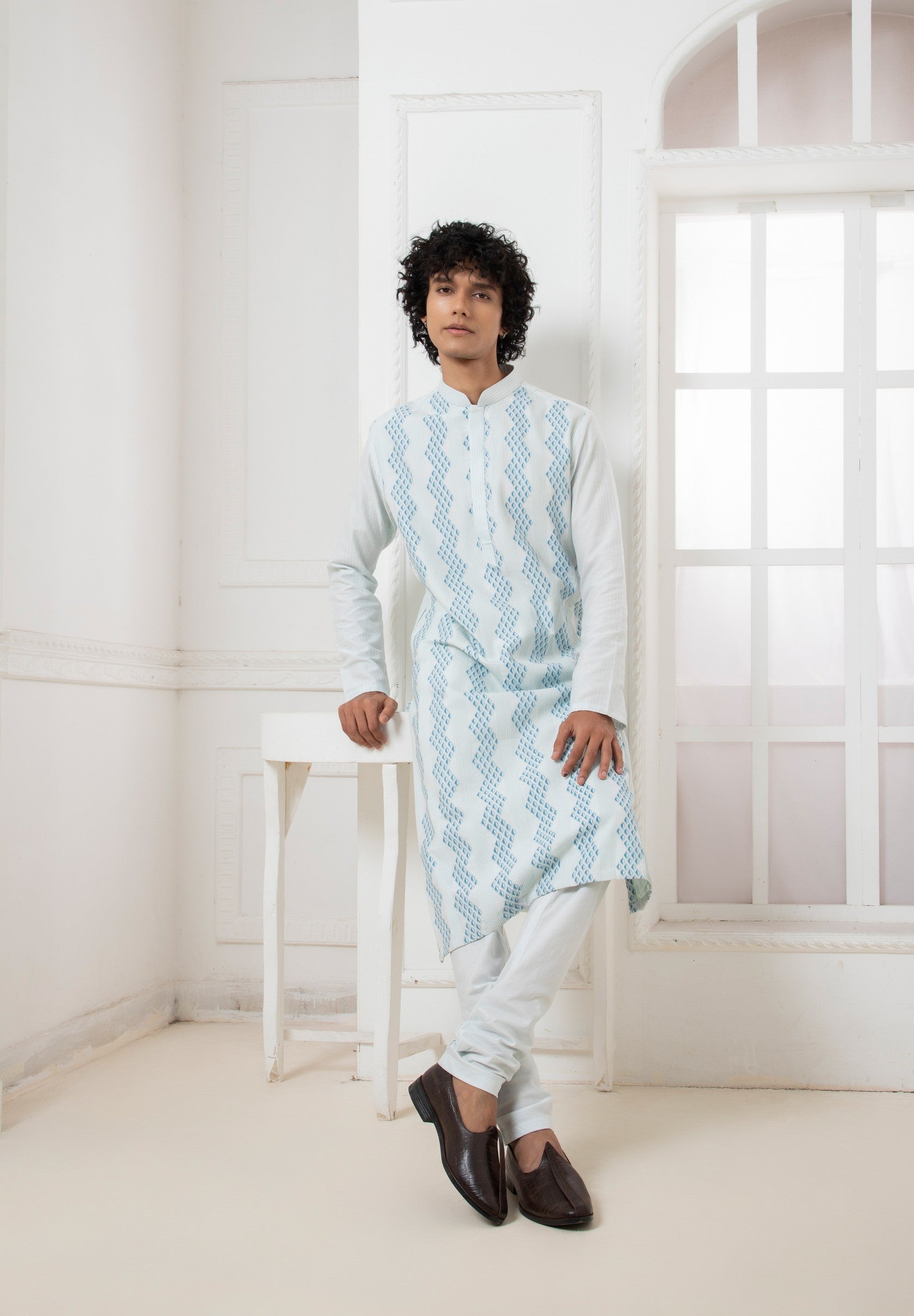 Light blue Pintuck Kurta set