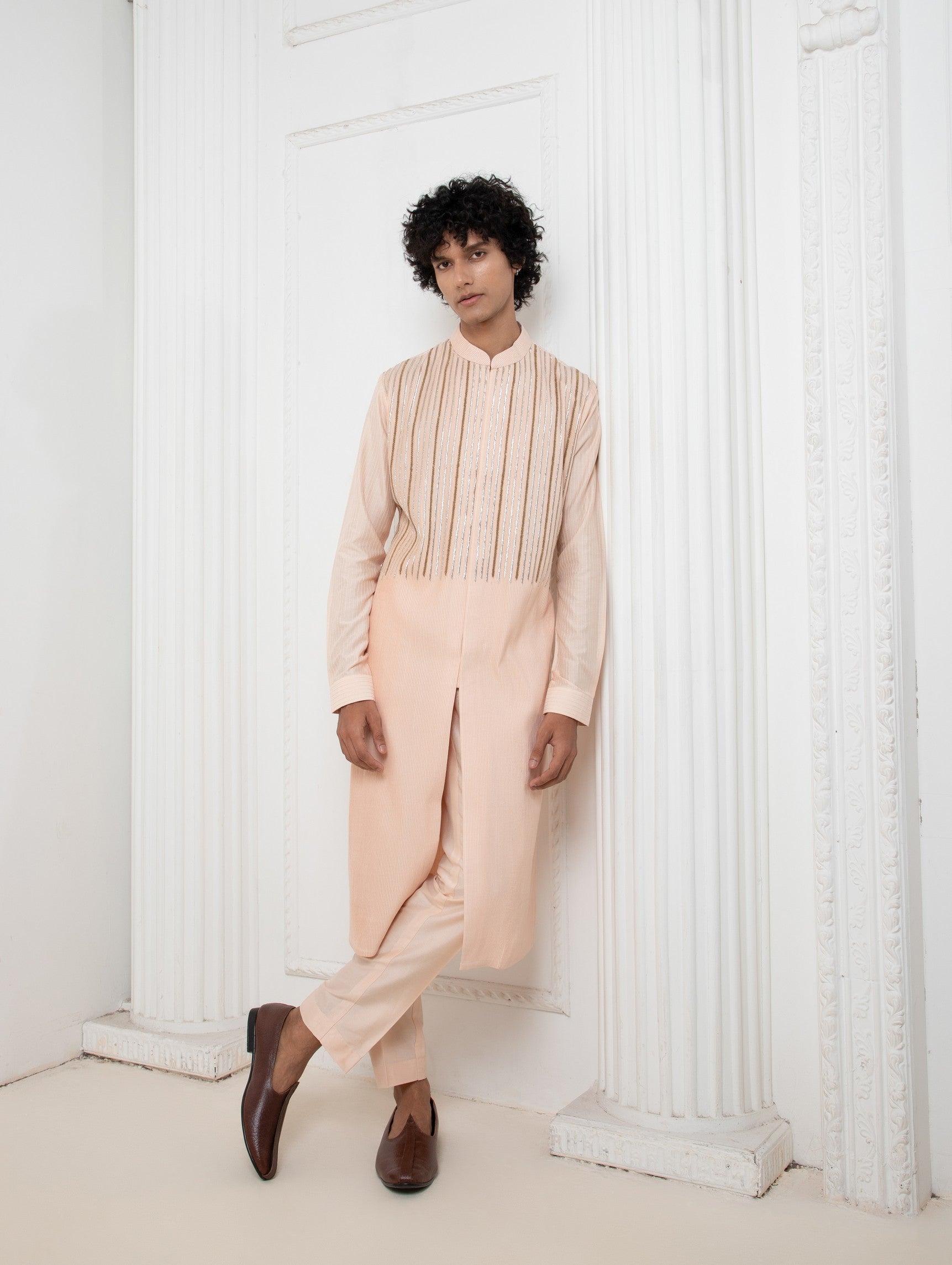 Light pink Zardosi Kurta Set