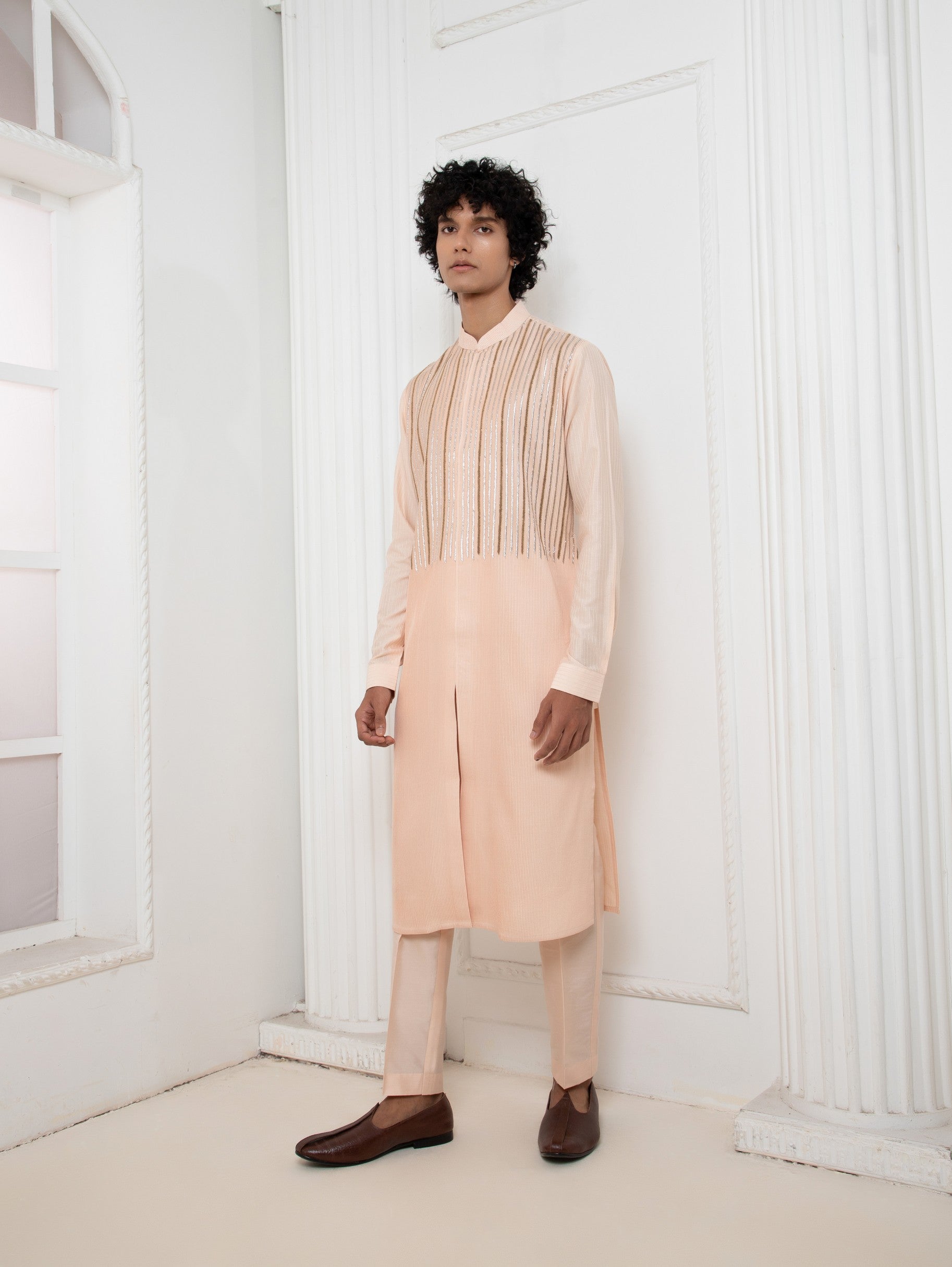 Light pink Zardosi Kurta Set