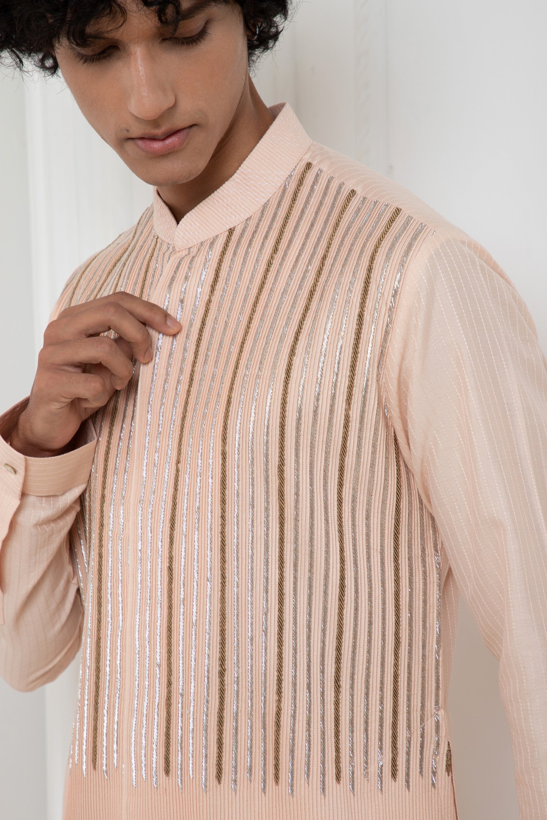 Light pink Zardosi Kurta Set