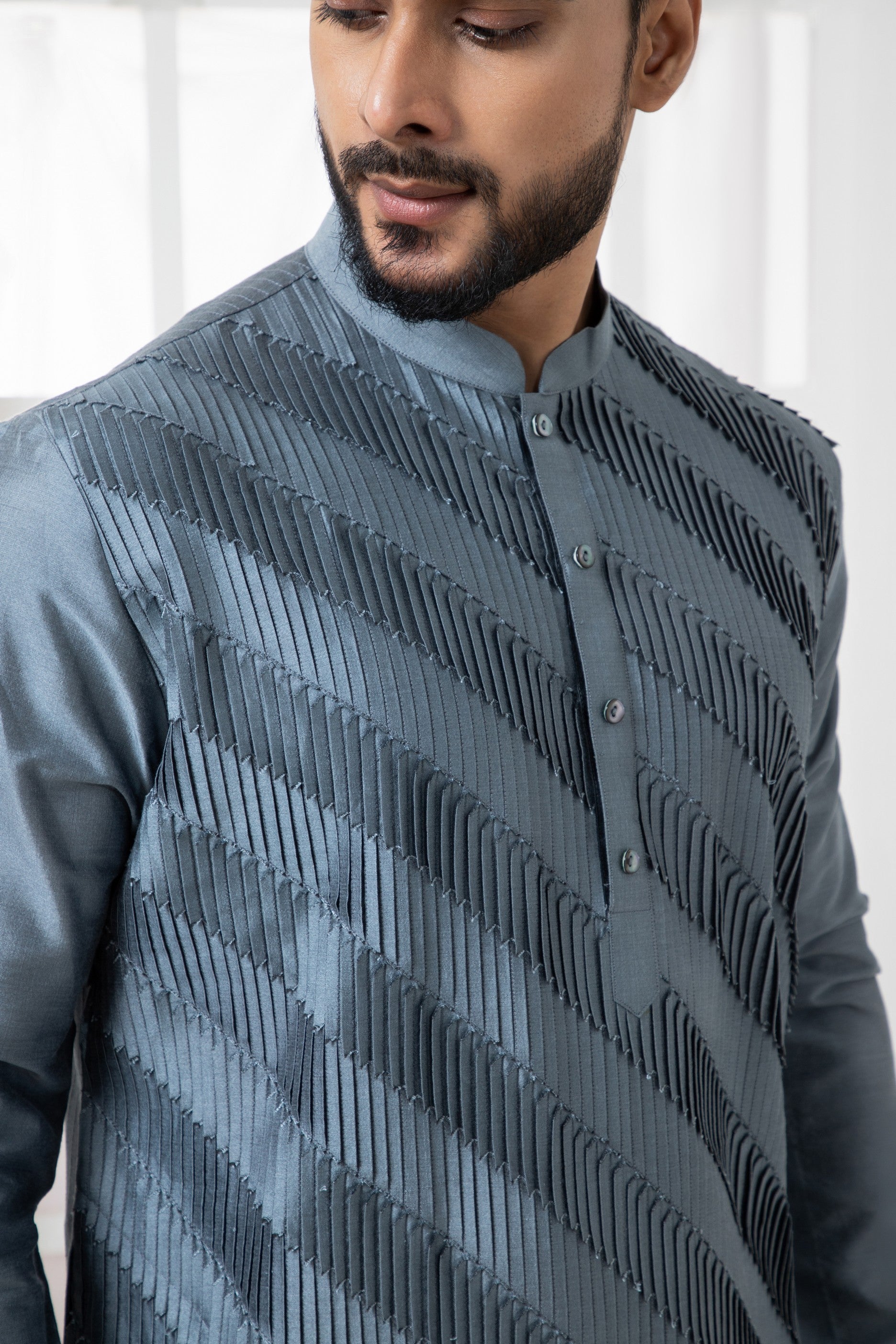 Grey Pintuck Kurta set
