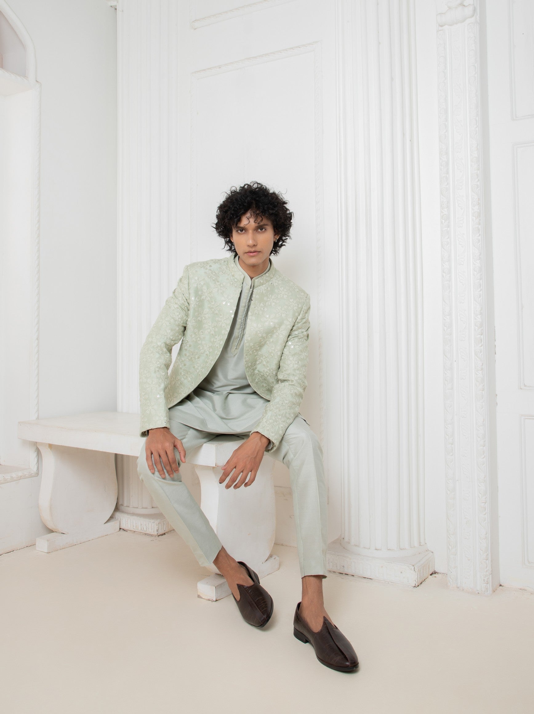 Aqua coat with Kurta Set