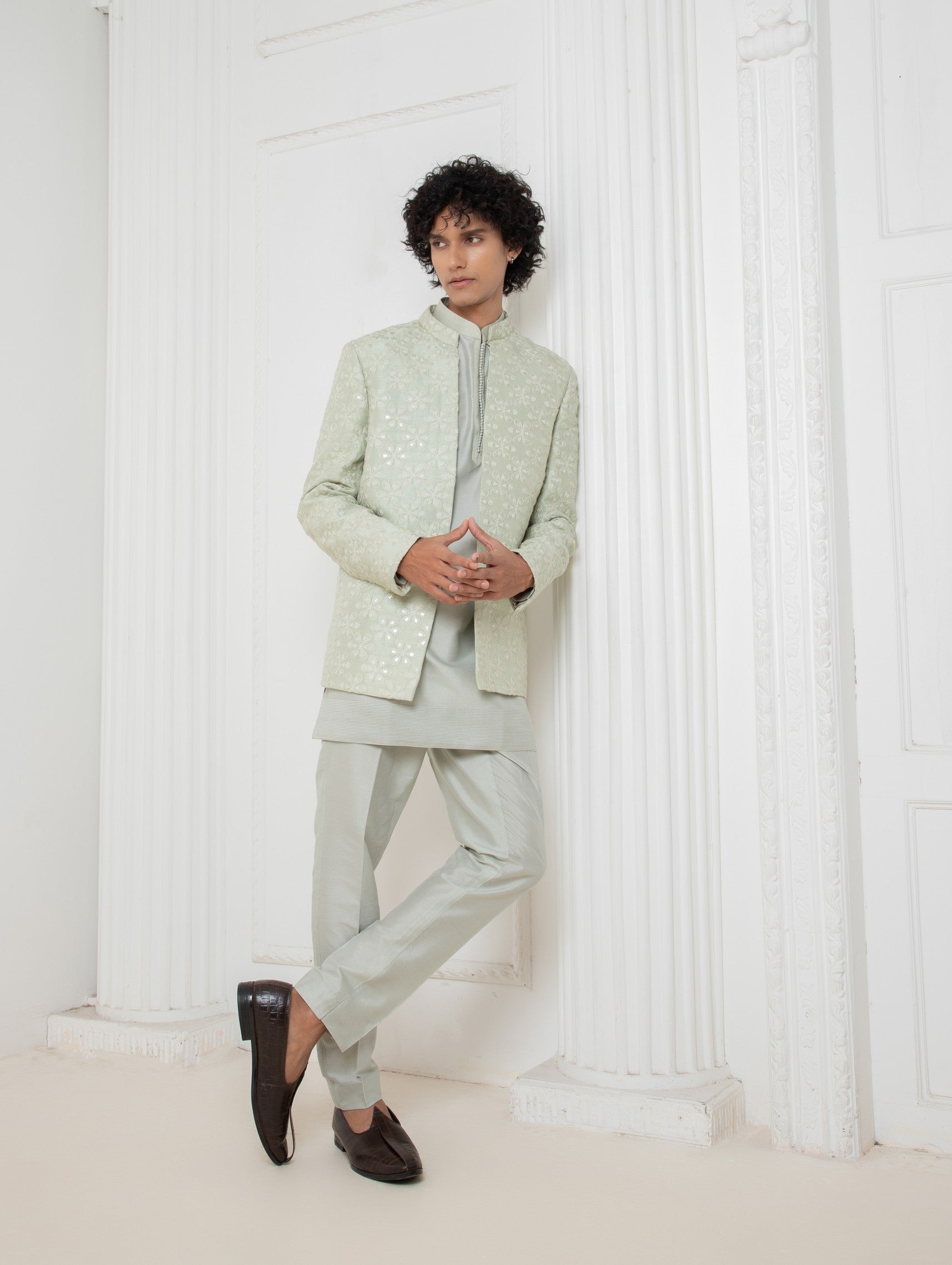 Aqua coat with Kurta Set