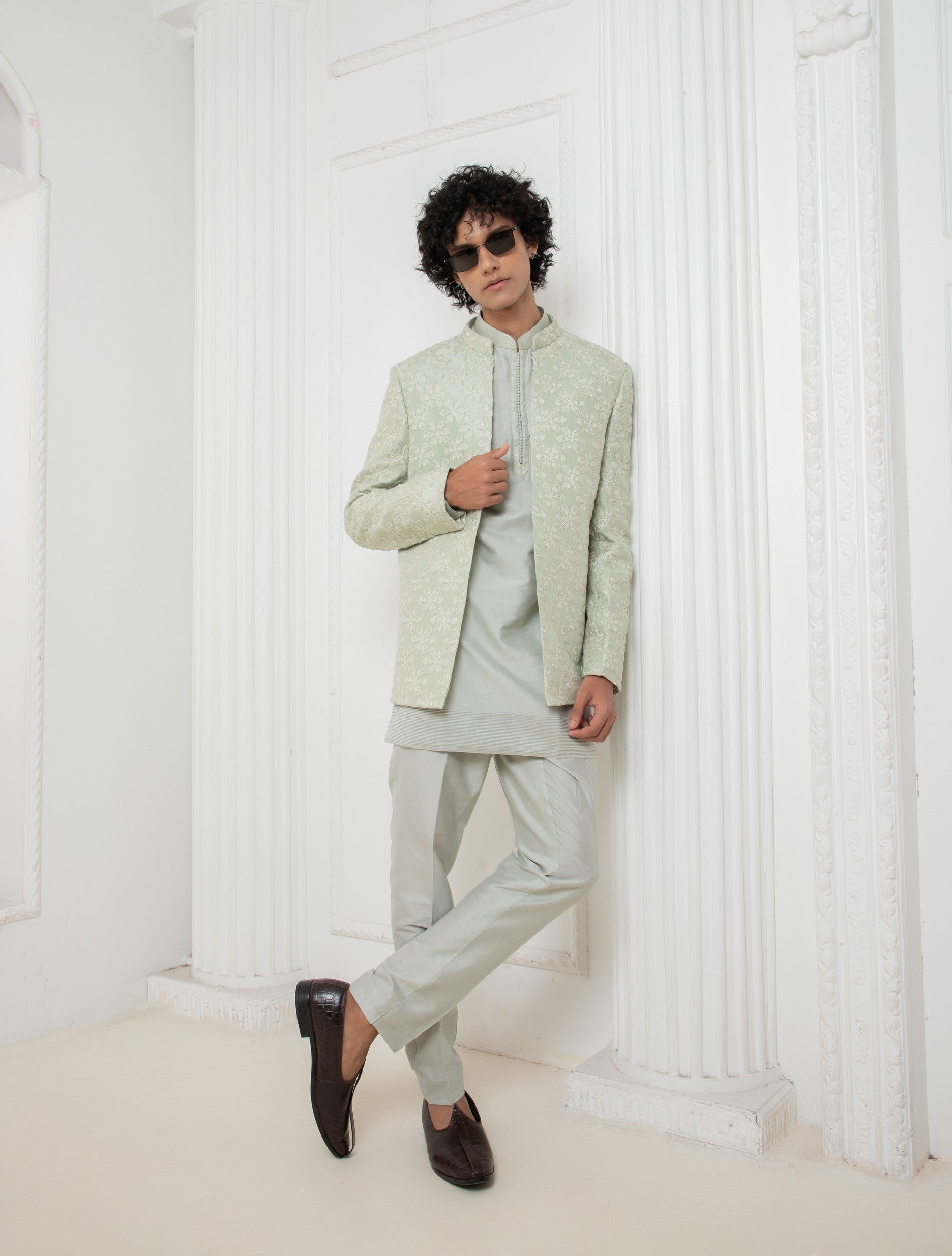Aqua coat with Kurta Set