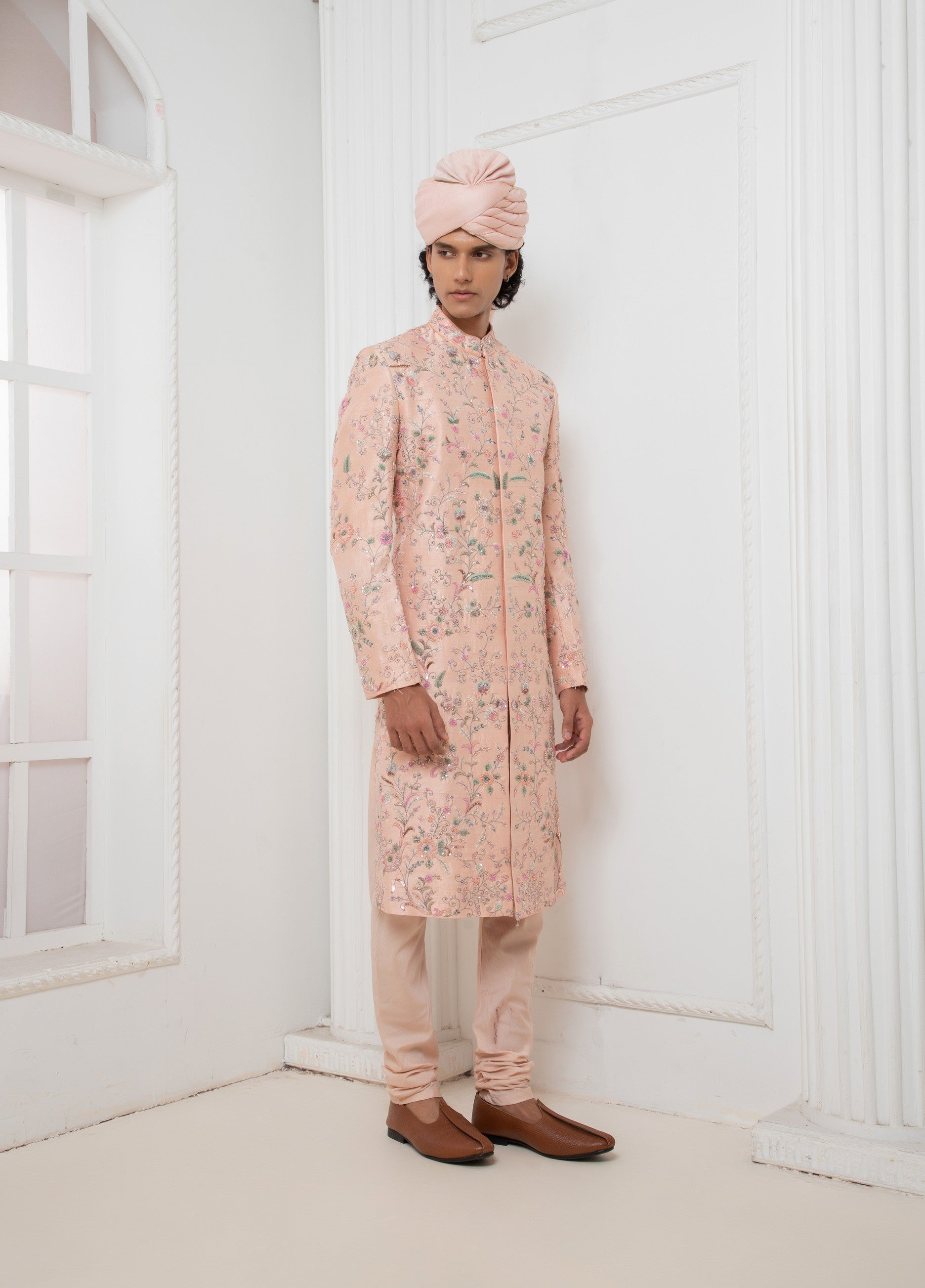 Pink Hand embroidered Sherwani
