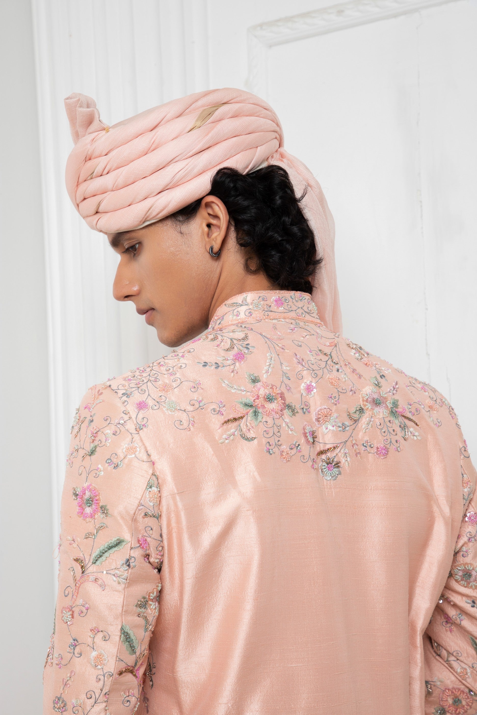 Pink Hand embroidered Sherwani