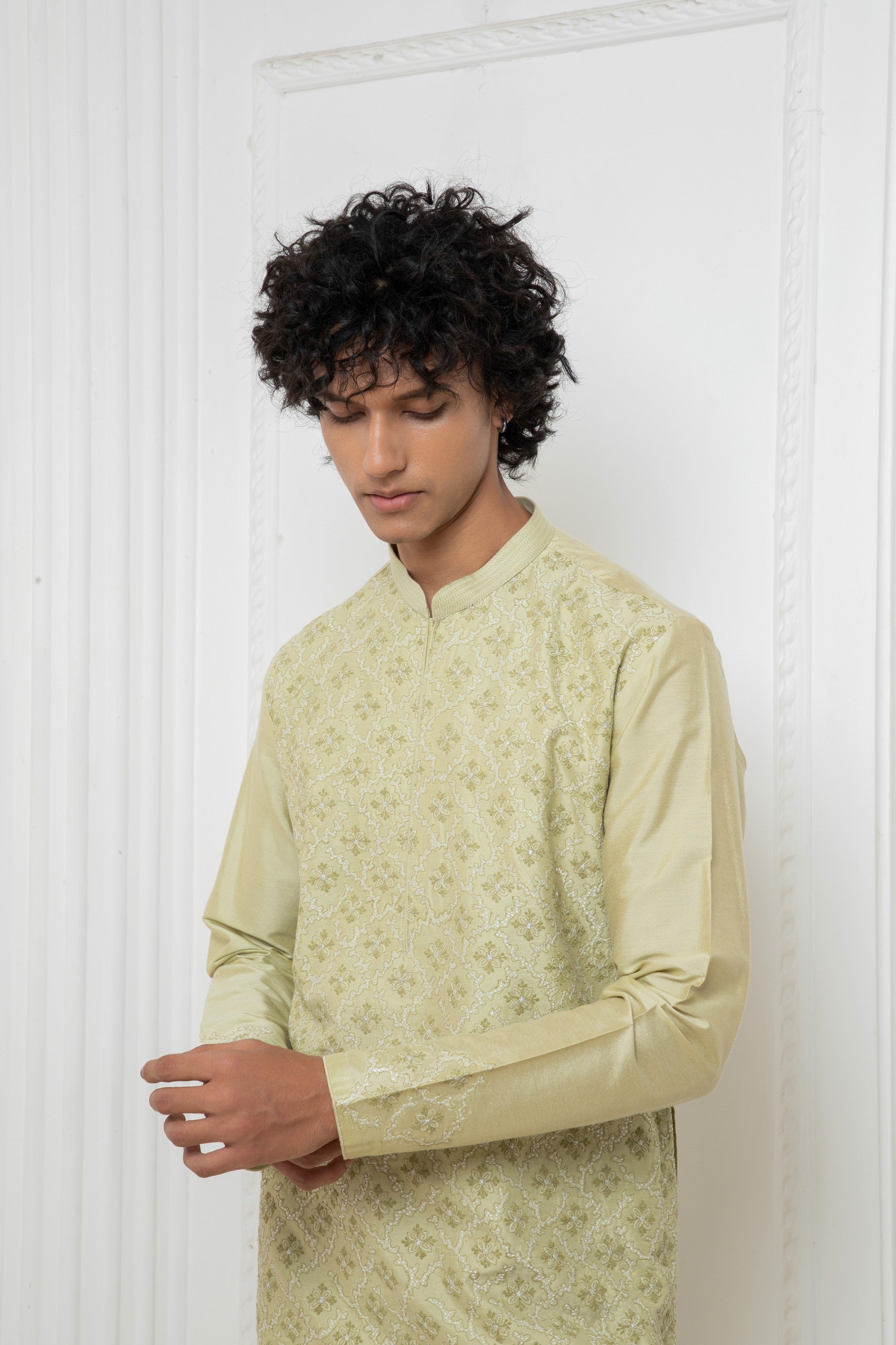 Green Embroidered Kurta set