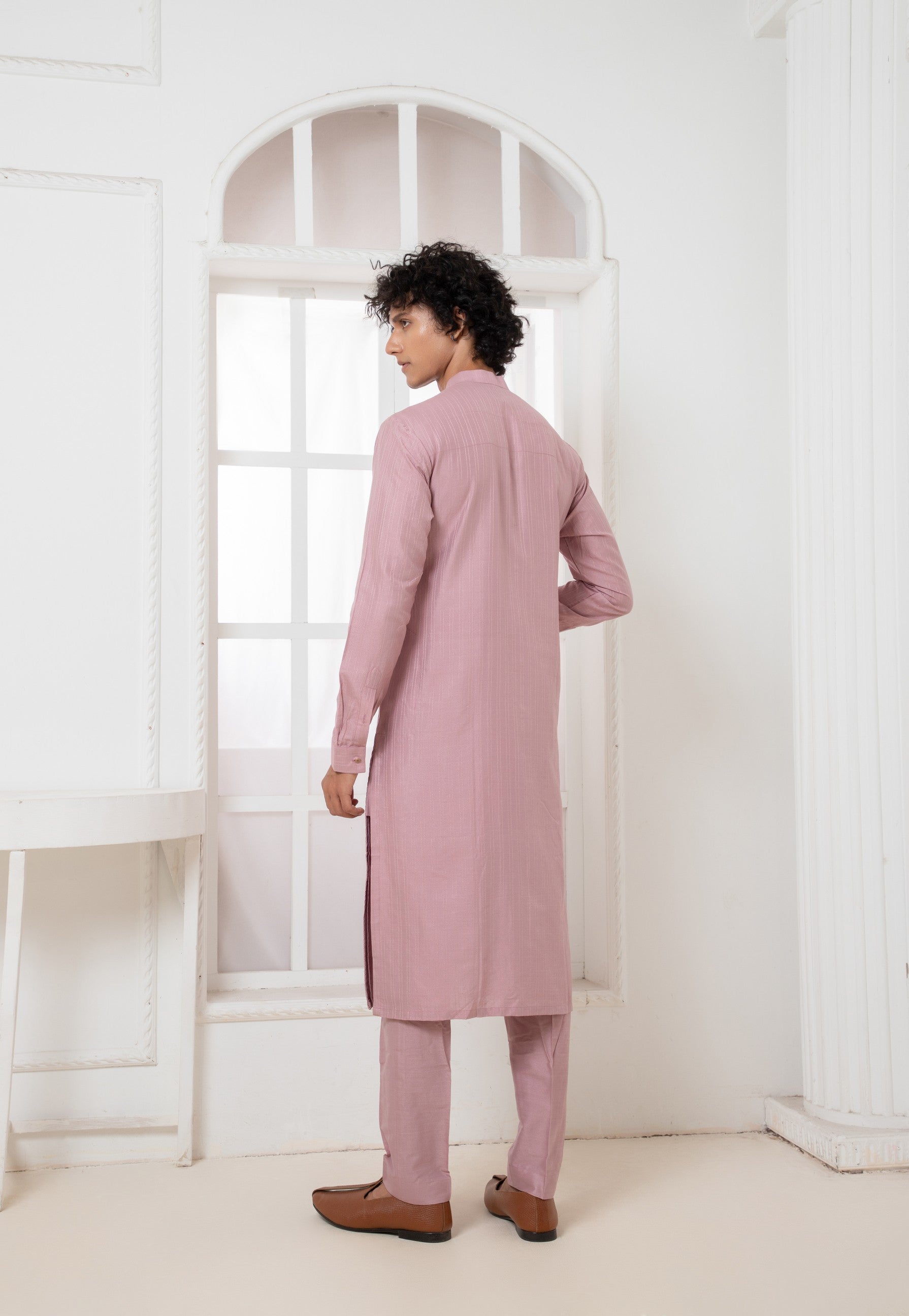 Purple Pintuck Kurta Set