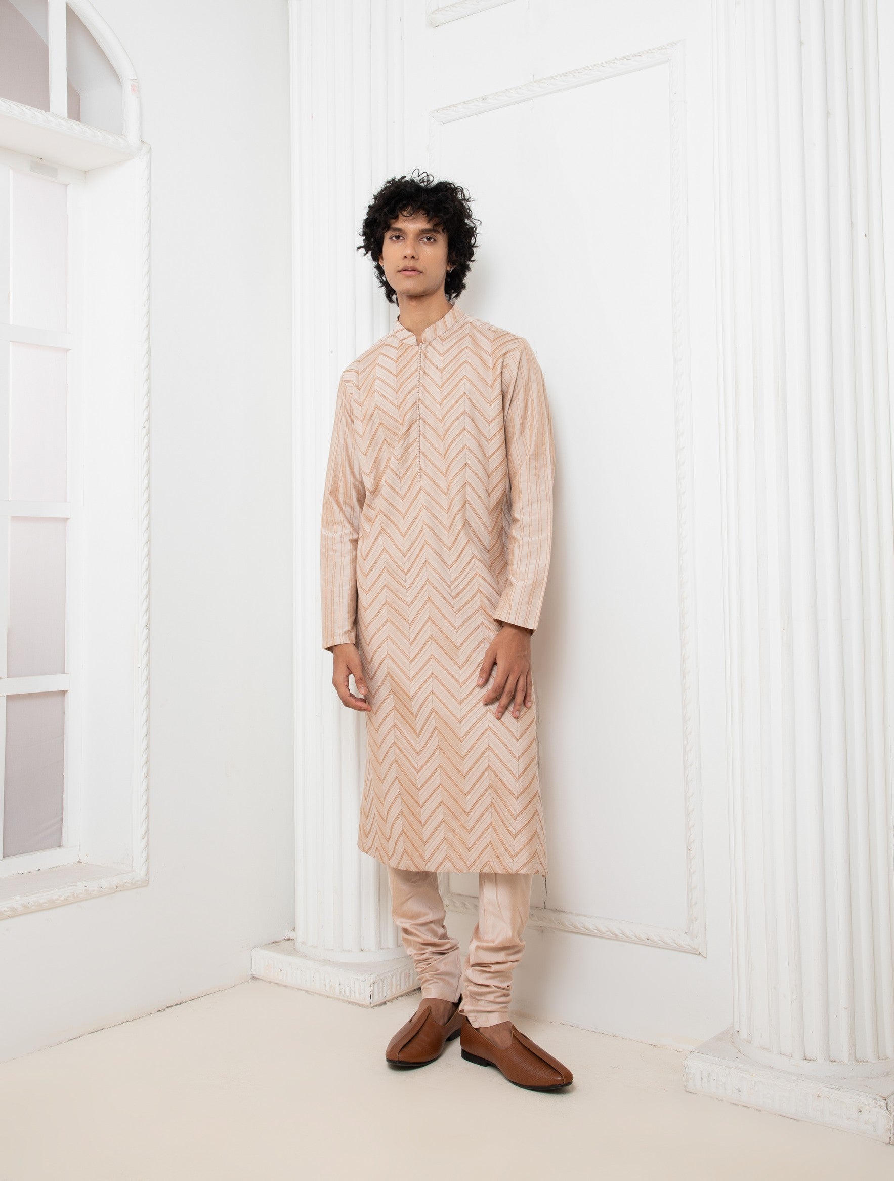 Rose Chevron Pintuck Kurta set