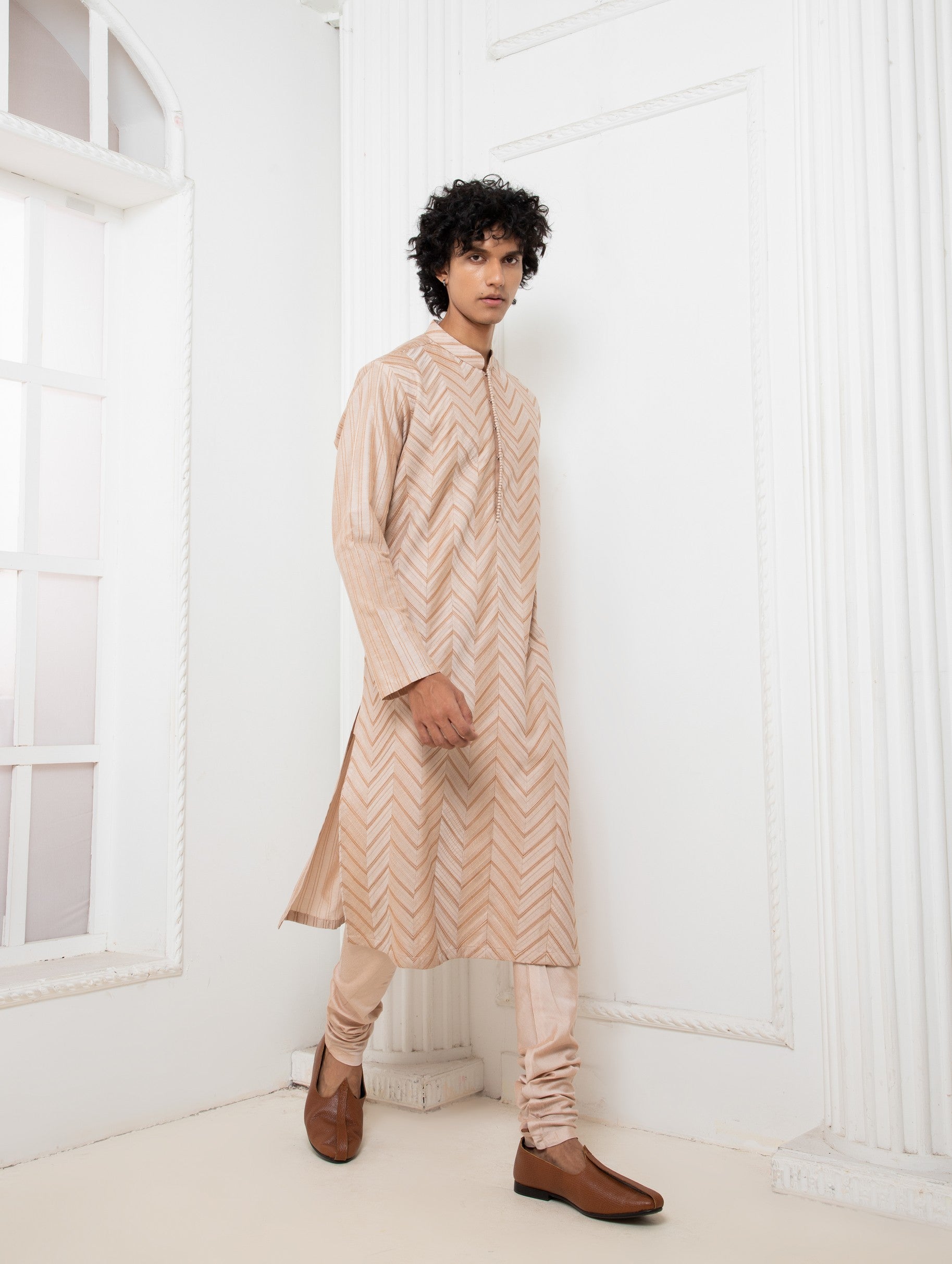 Rose Chevron Pintuck Kurta set
