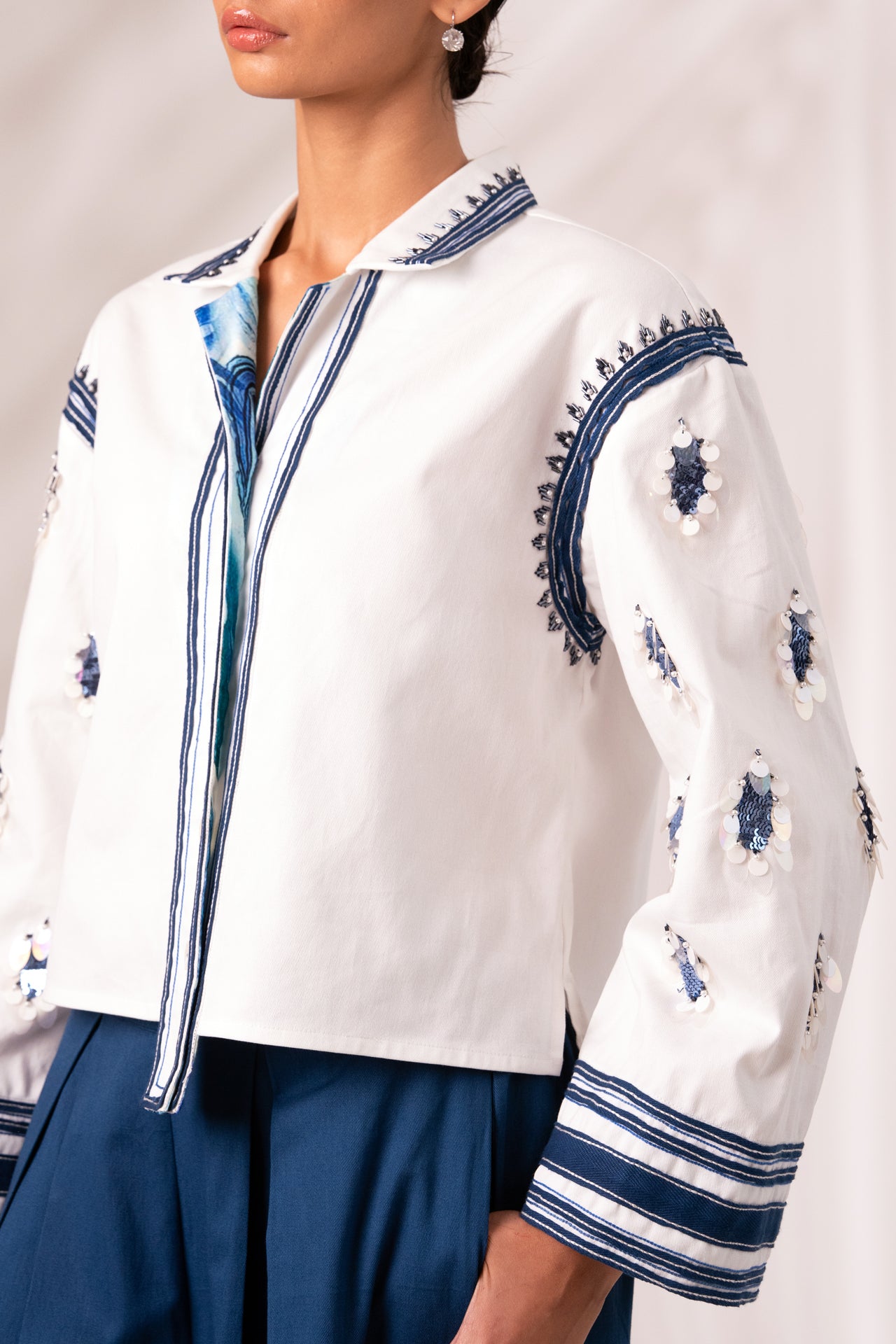 Cosmo Top with Indigo Rico Pleated Culottes