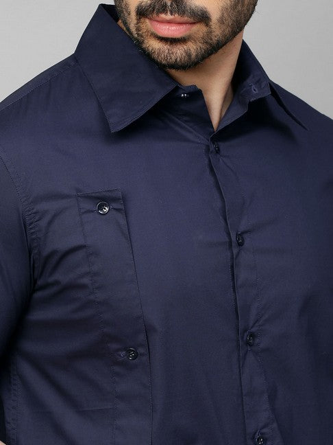 Dark Blue shirt with double plaket