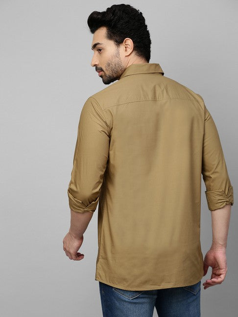 Dark Khaki shirt with double flap feature