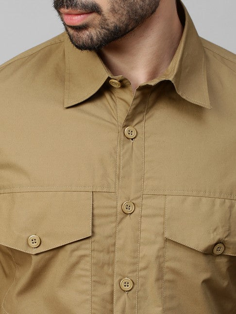 Dark Khaki shirt with double flap feature