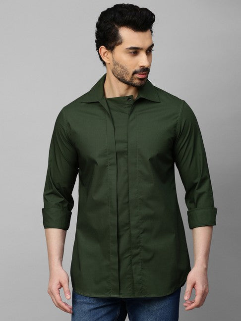 Military green shirt with double plaket