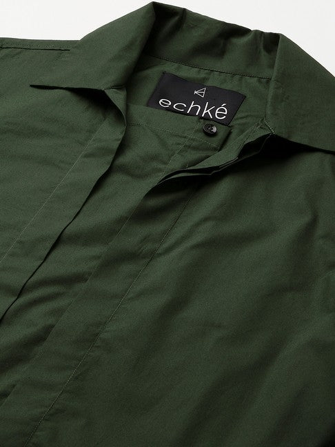 Military green shirt with double plaket
