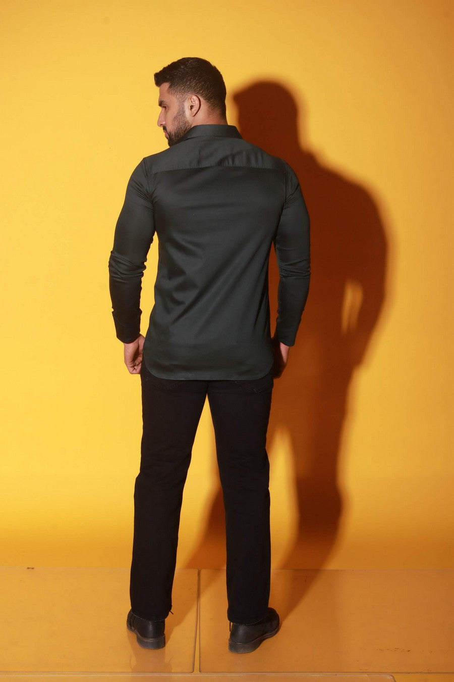 Green shirt with black detailing