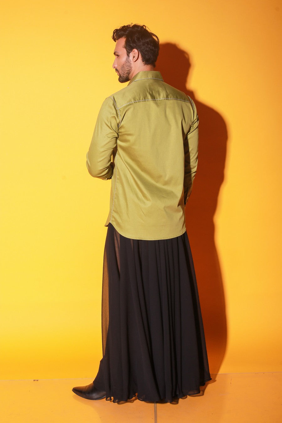 Light green shirt with thick white contrast