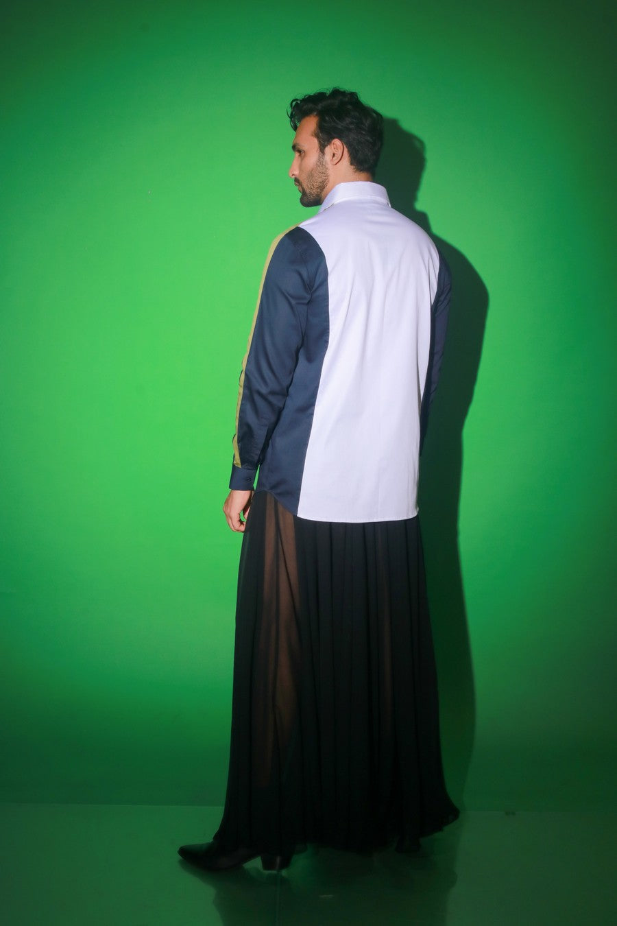 White full sleeves shirt with side blue wings