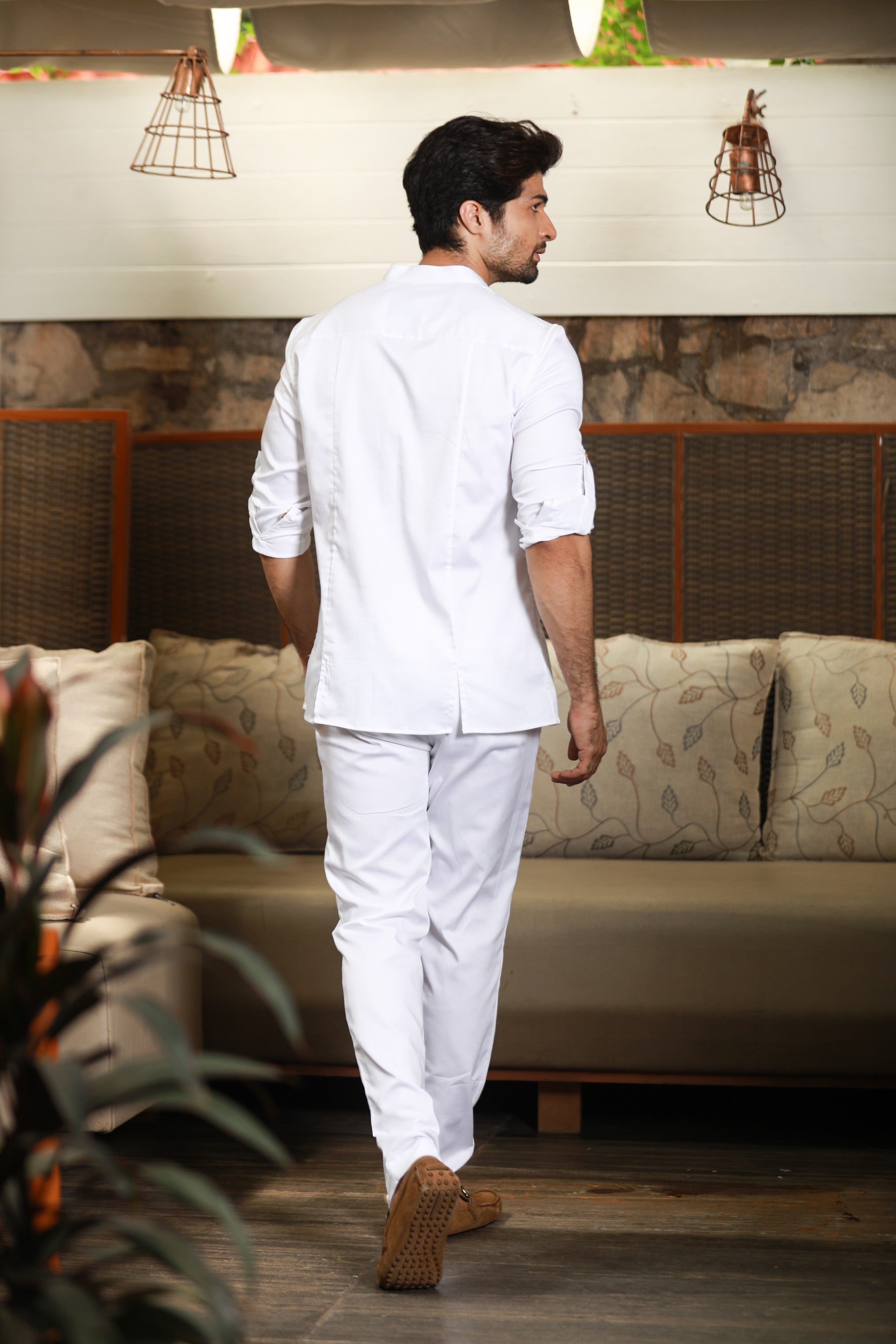 White co-ord set with front back slits