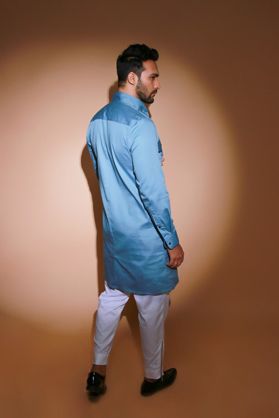 Slate blue stand collar co-ord set