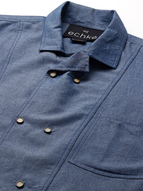 Light blue denim double breasted shirt co-ord set