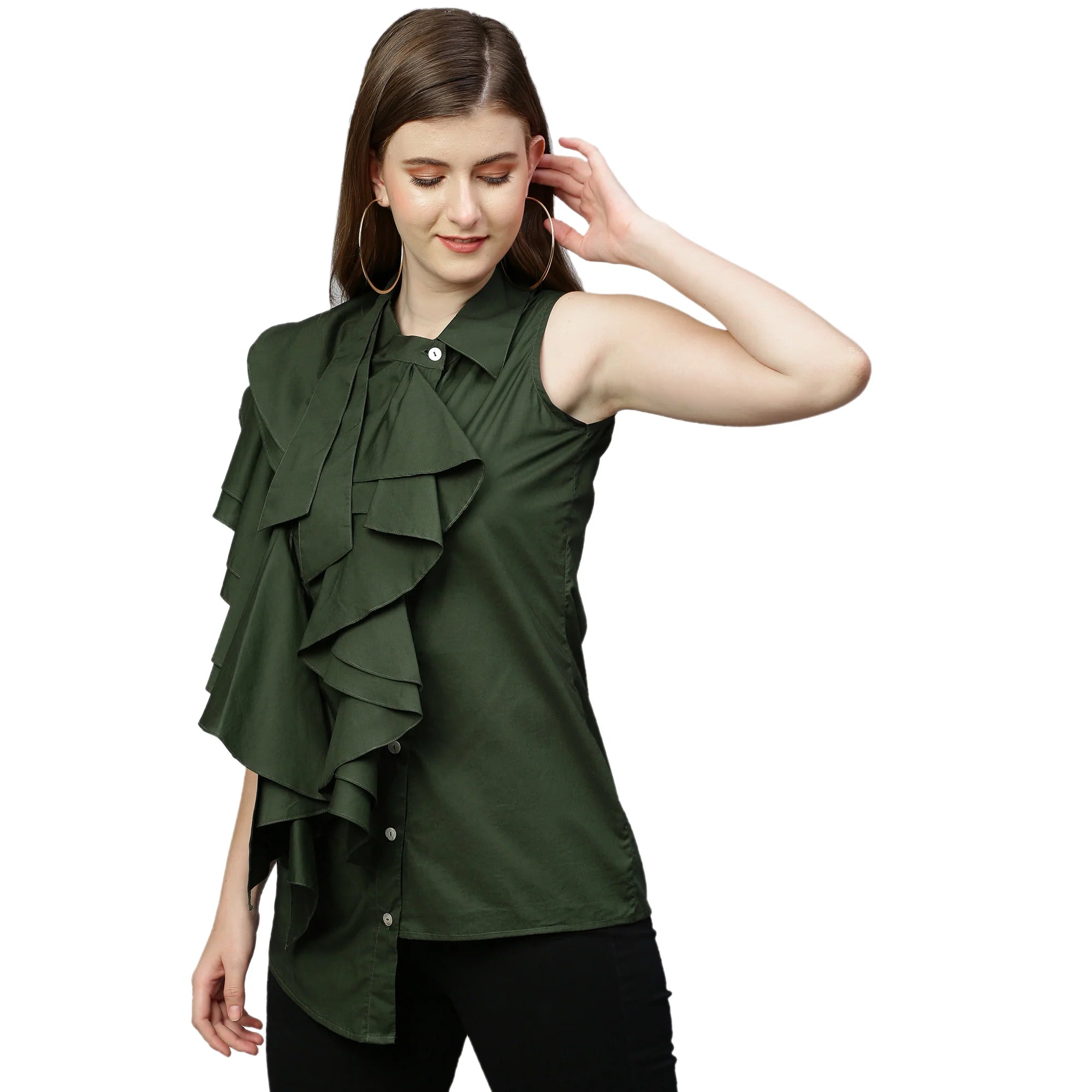 Extended collar and frill top