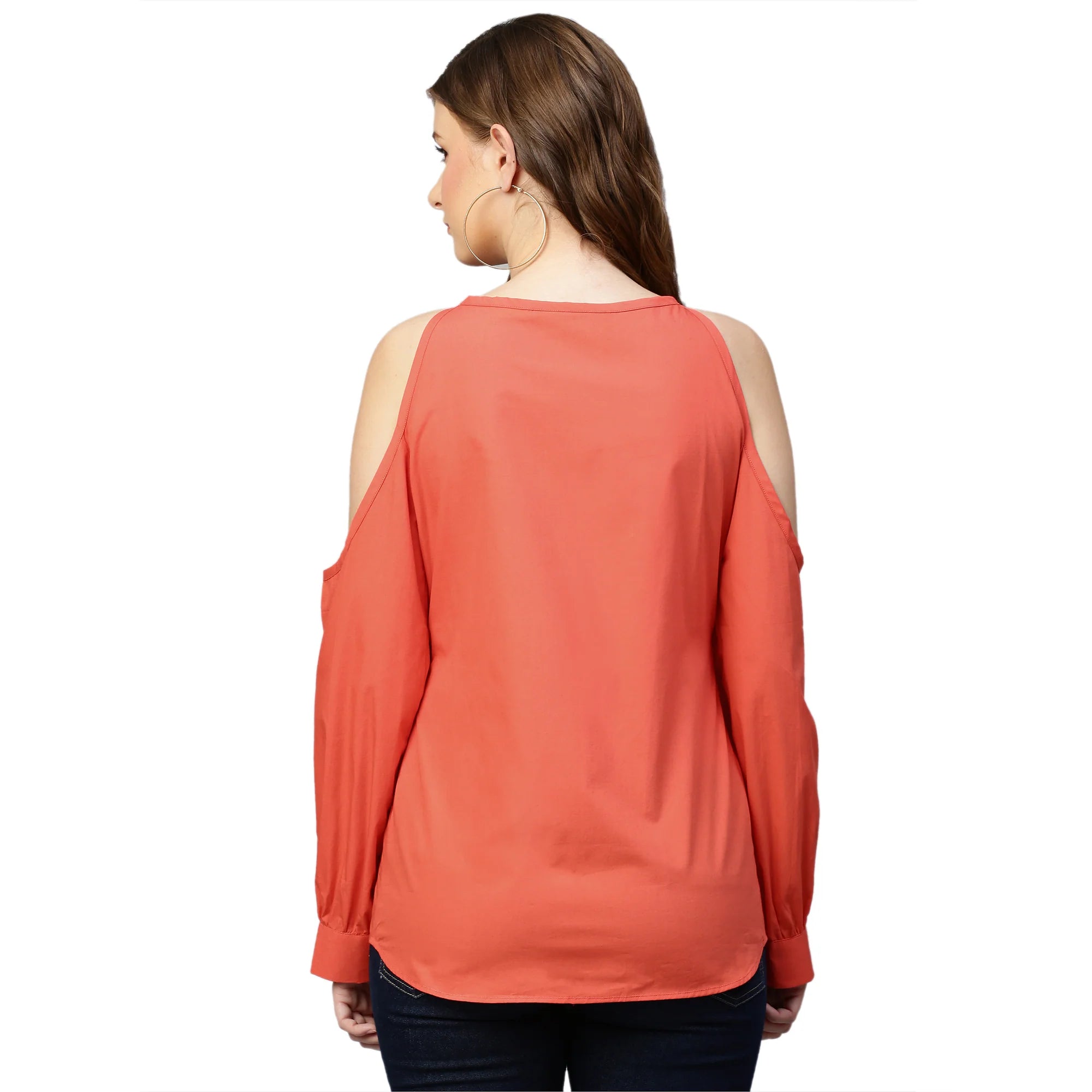 Neck tie-up and cold shoulder shirt
