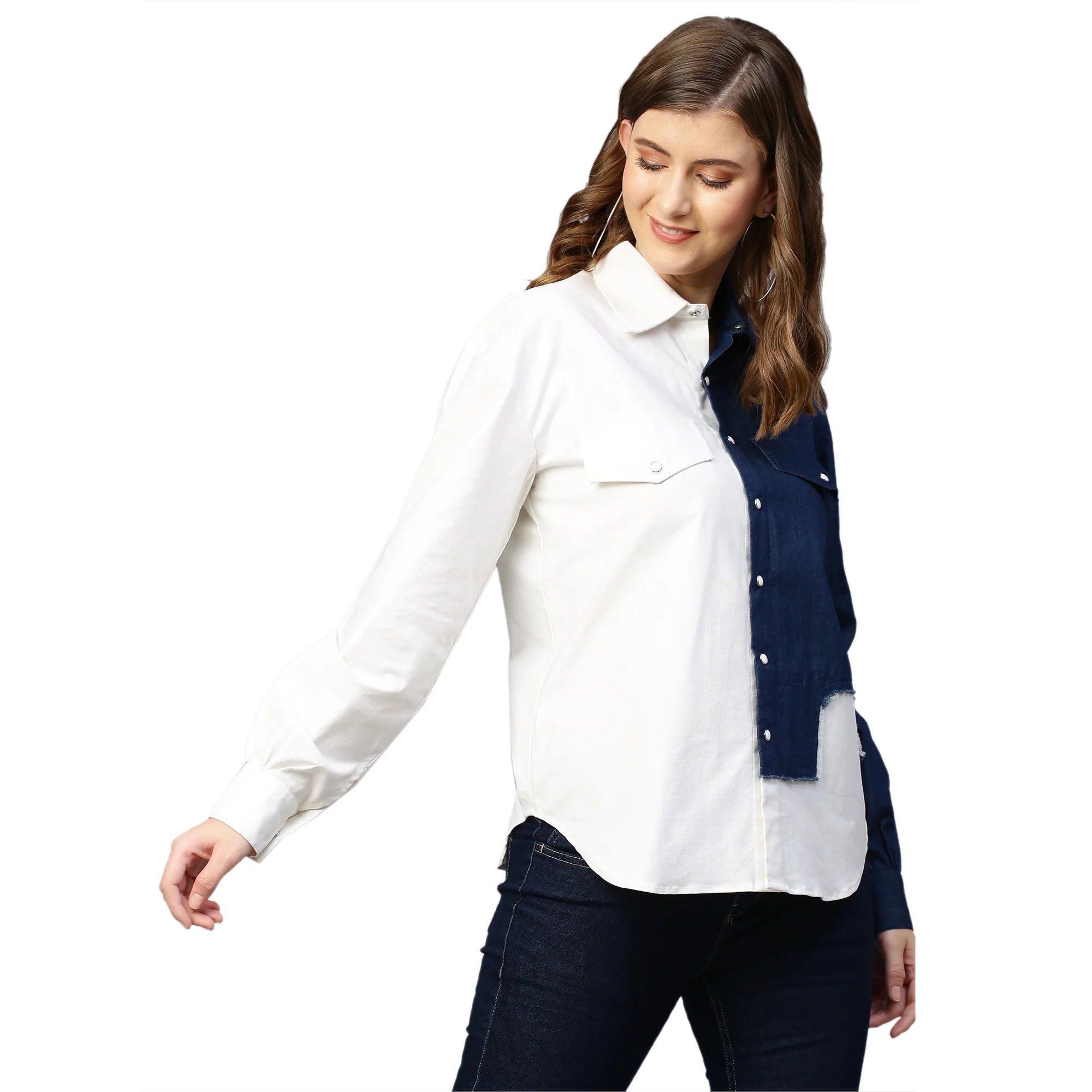 White and denim shirt