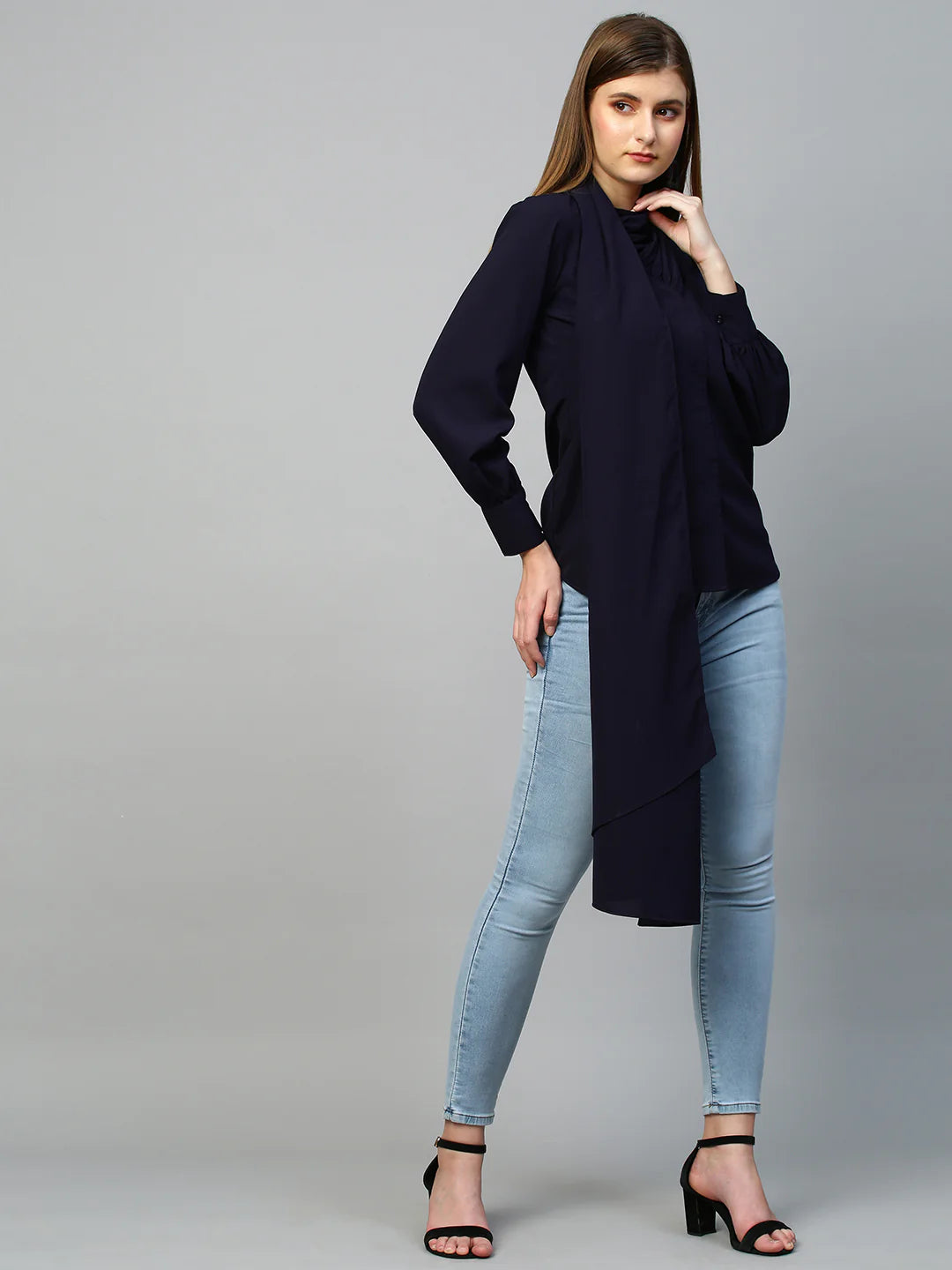 Top with one side shawl feature