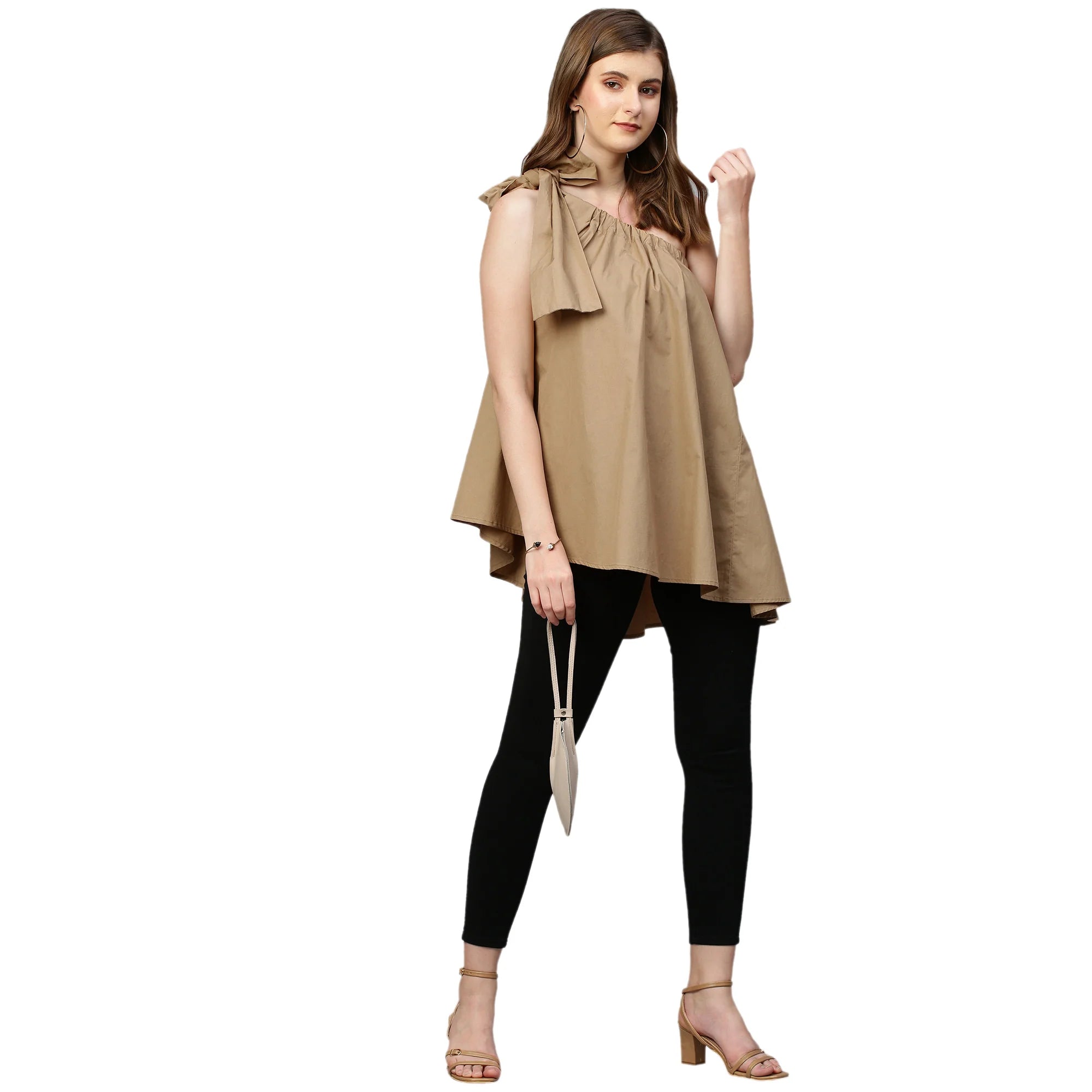 One shoulder tie-up top