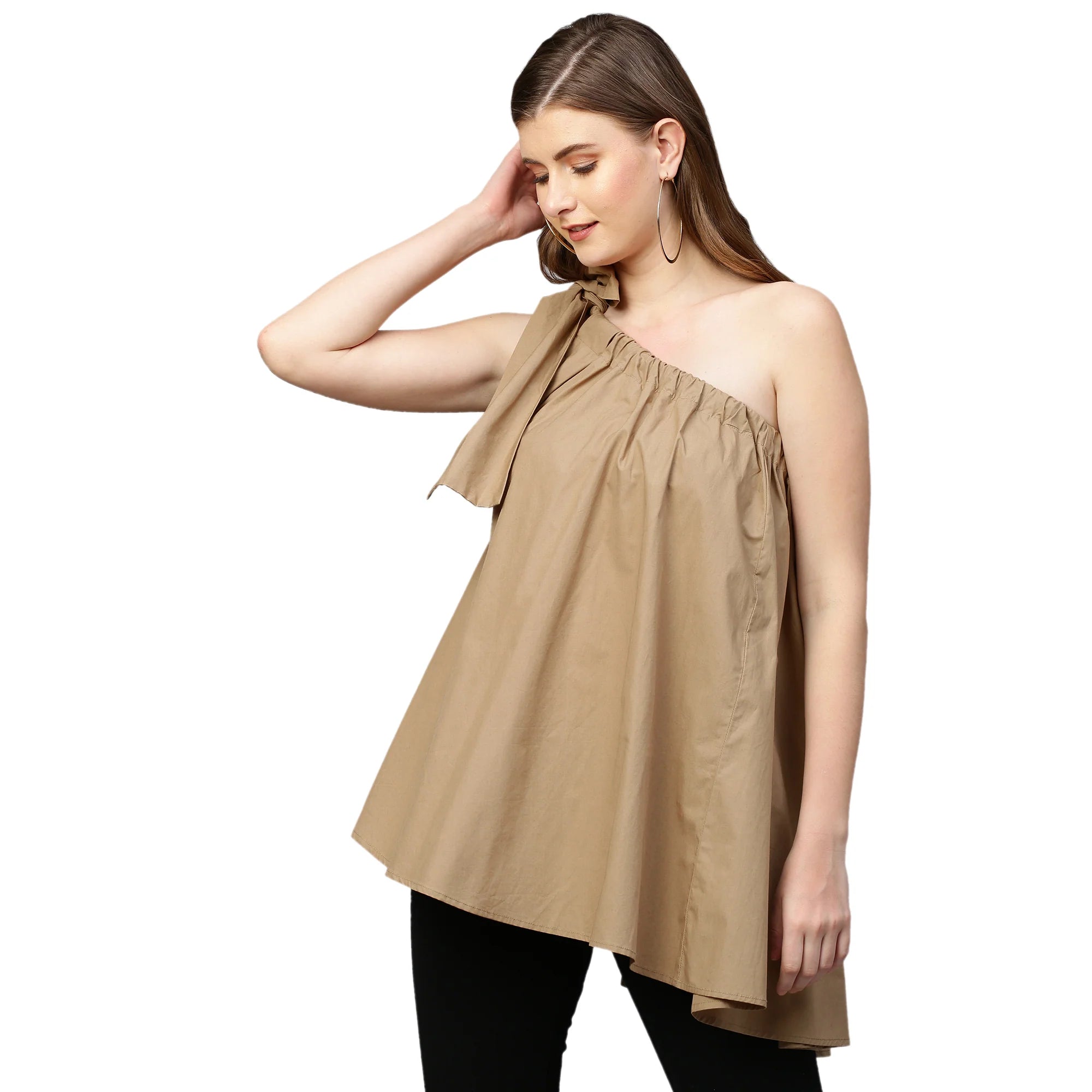 One shoulder tie-up top