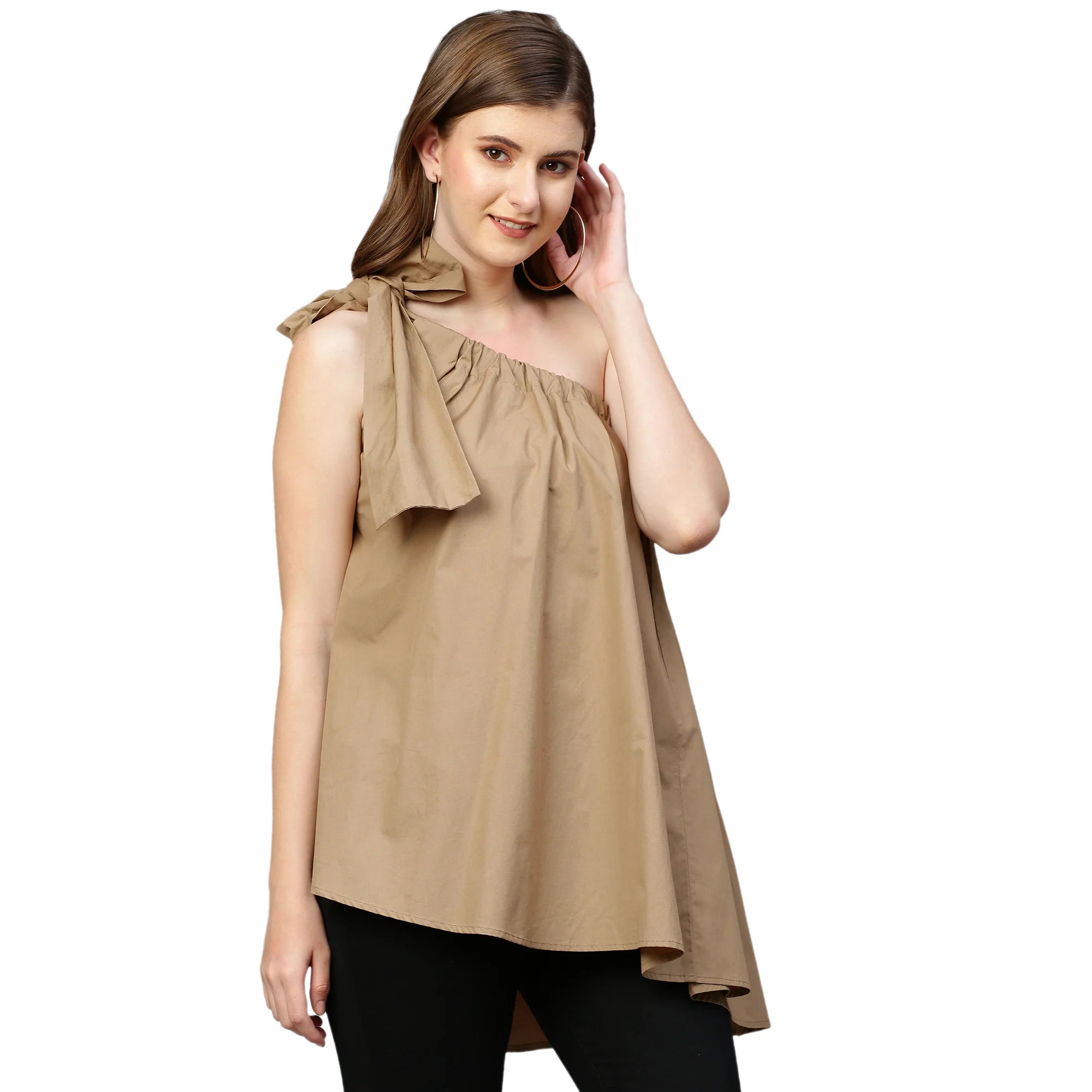 One shoulder tie-up top