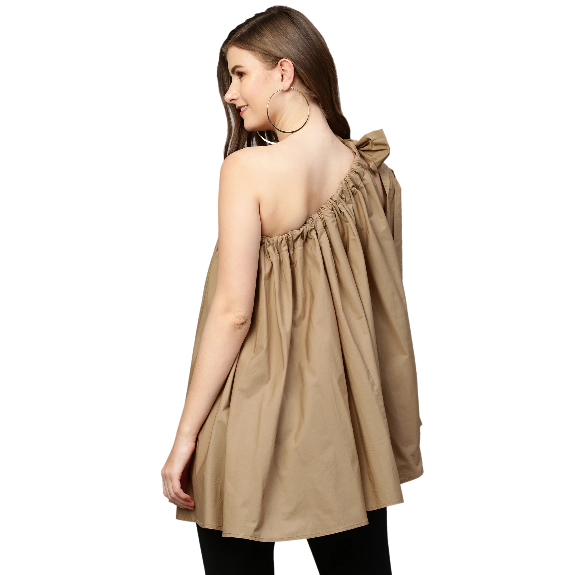 One shoulder tie-up top
