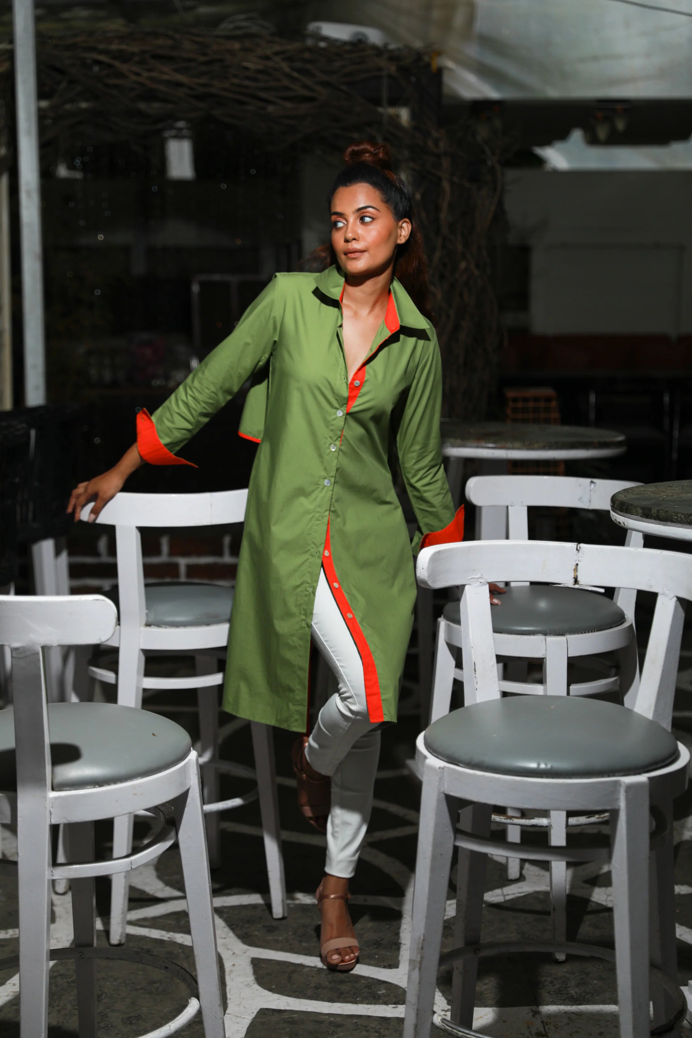 Shirt with back tie-up feature