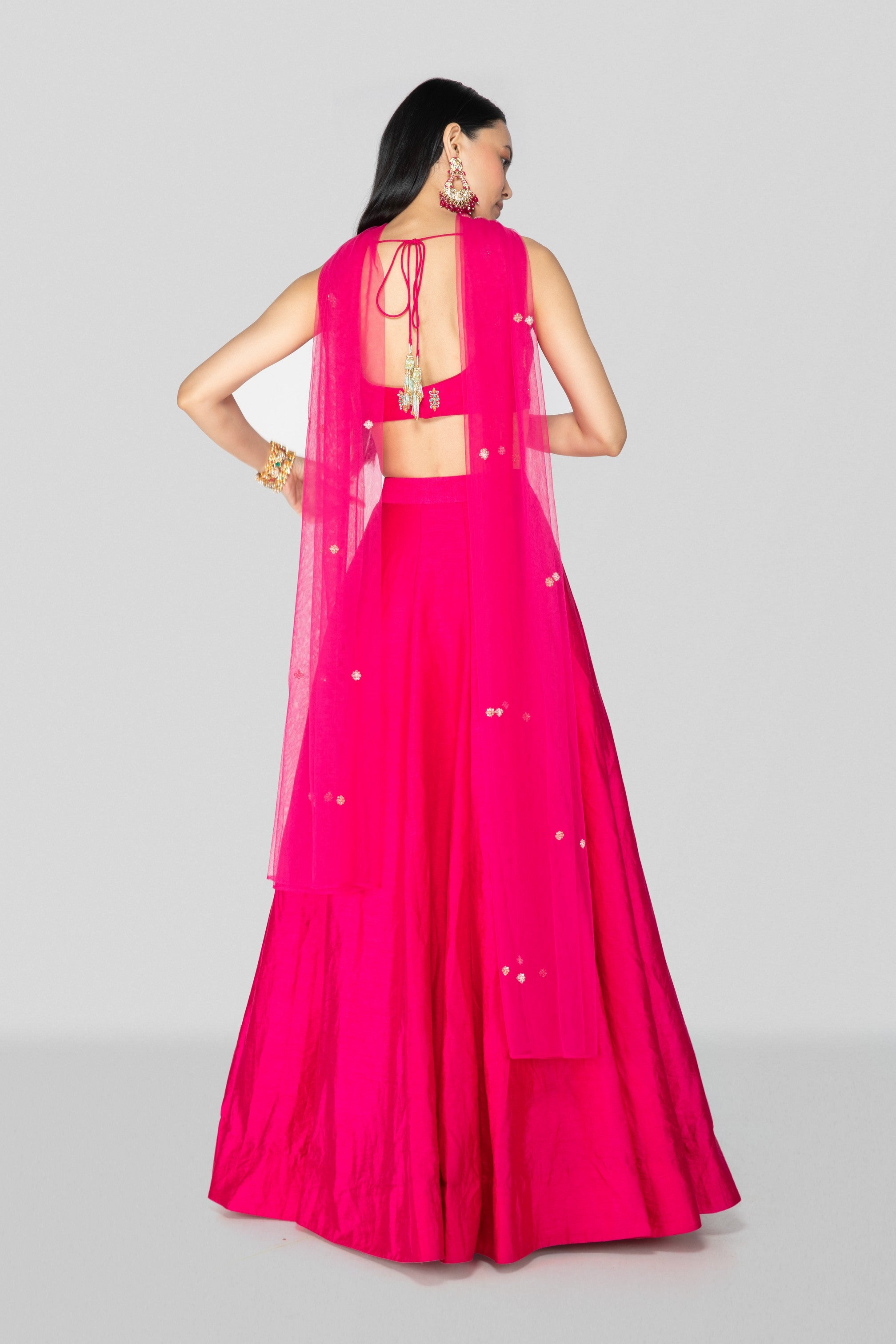 Hot Pink Applique Lehenga Set