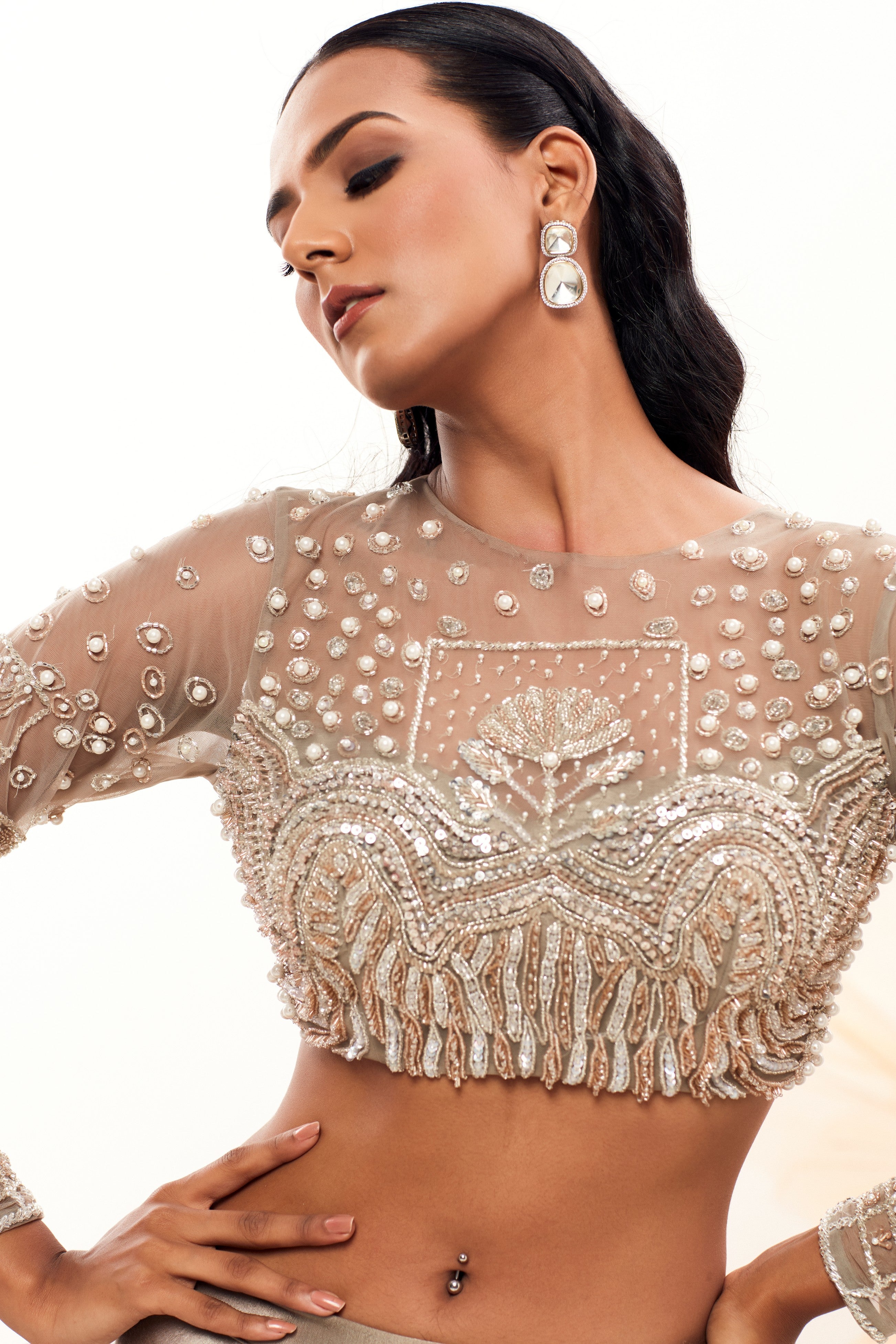 Elegance Redefined Silver Lehenga