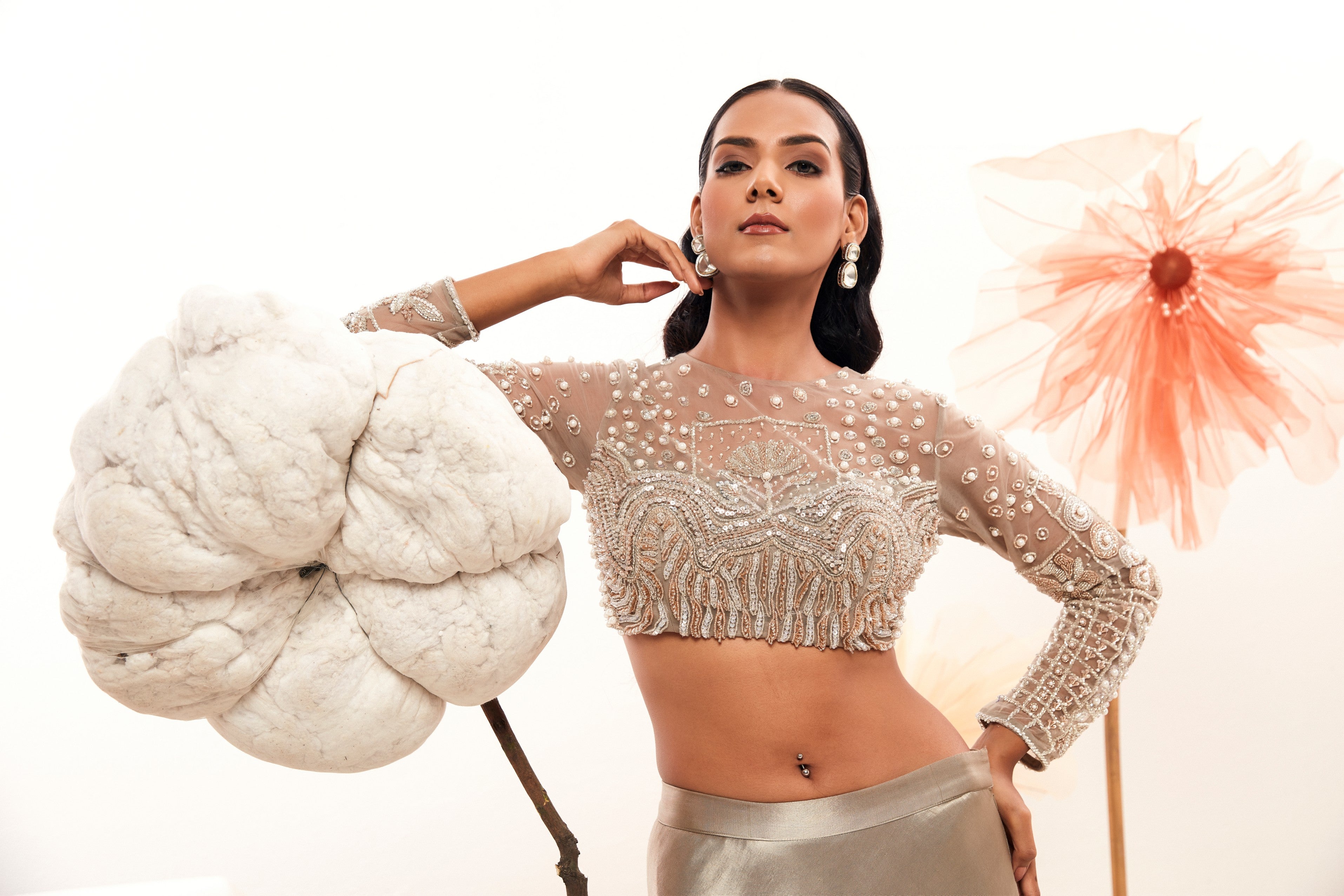 Elegance Redefined Silver Lehenga