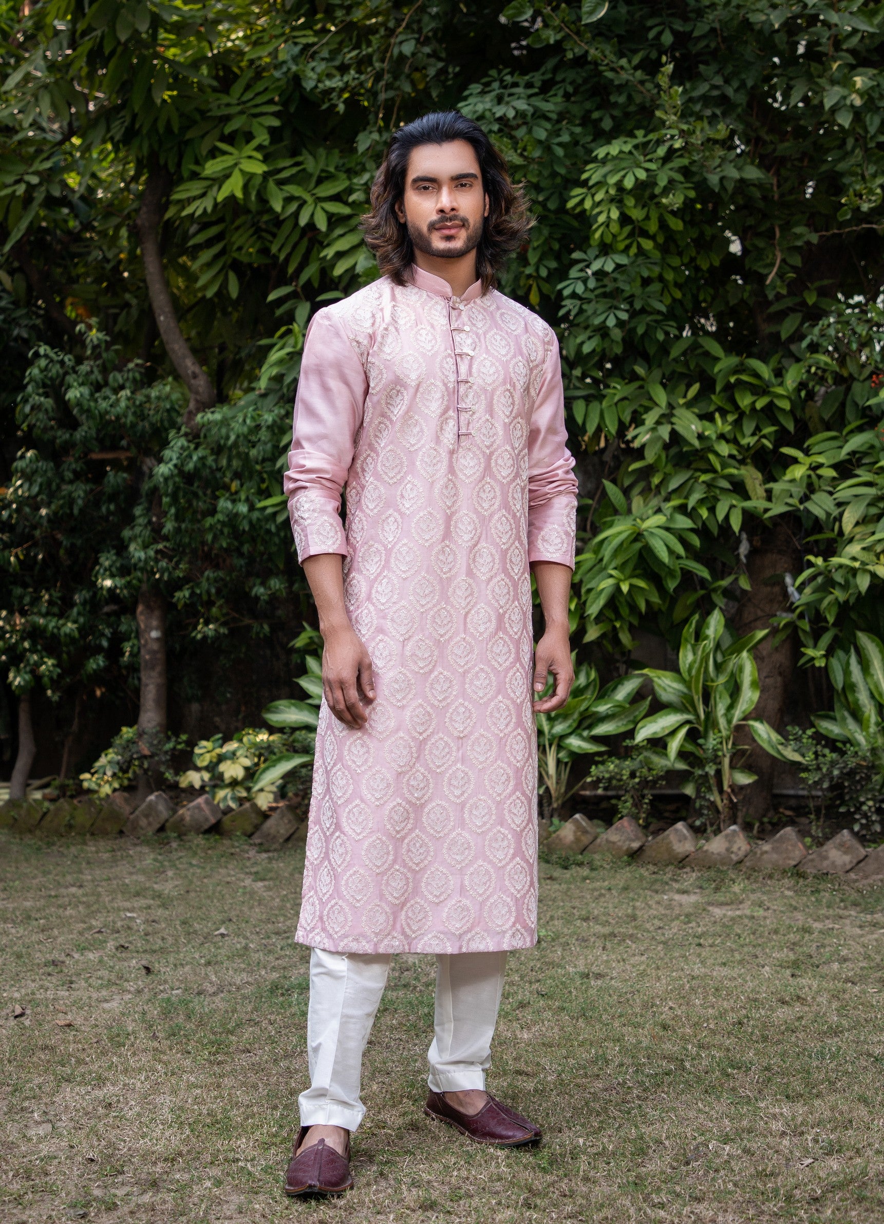 Mauve Embroidered kurta set